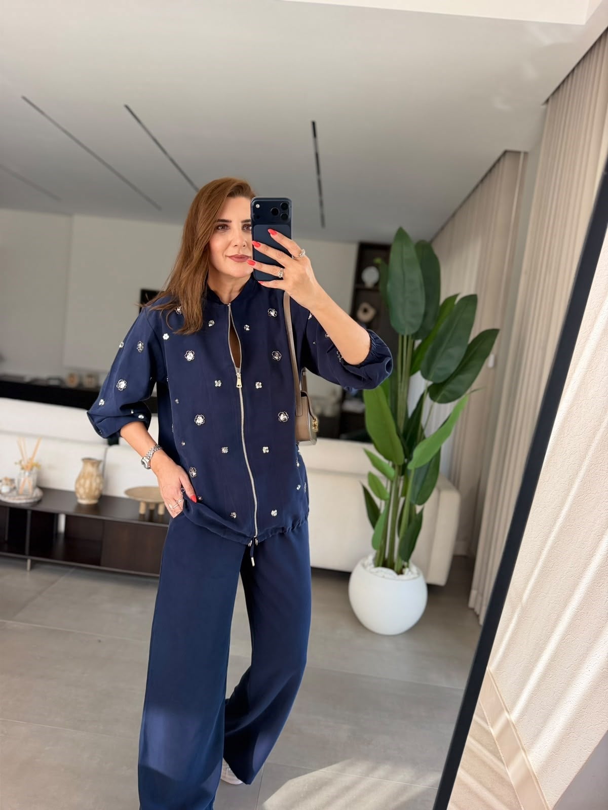 Lacivert Diamond İşlemeli Takım