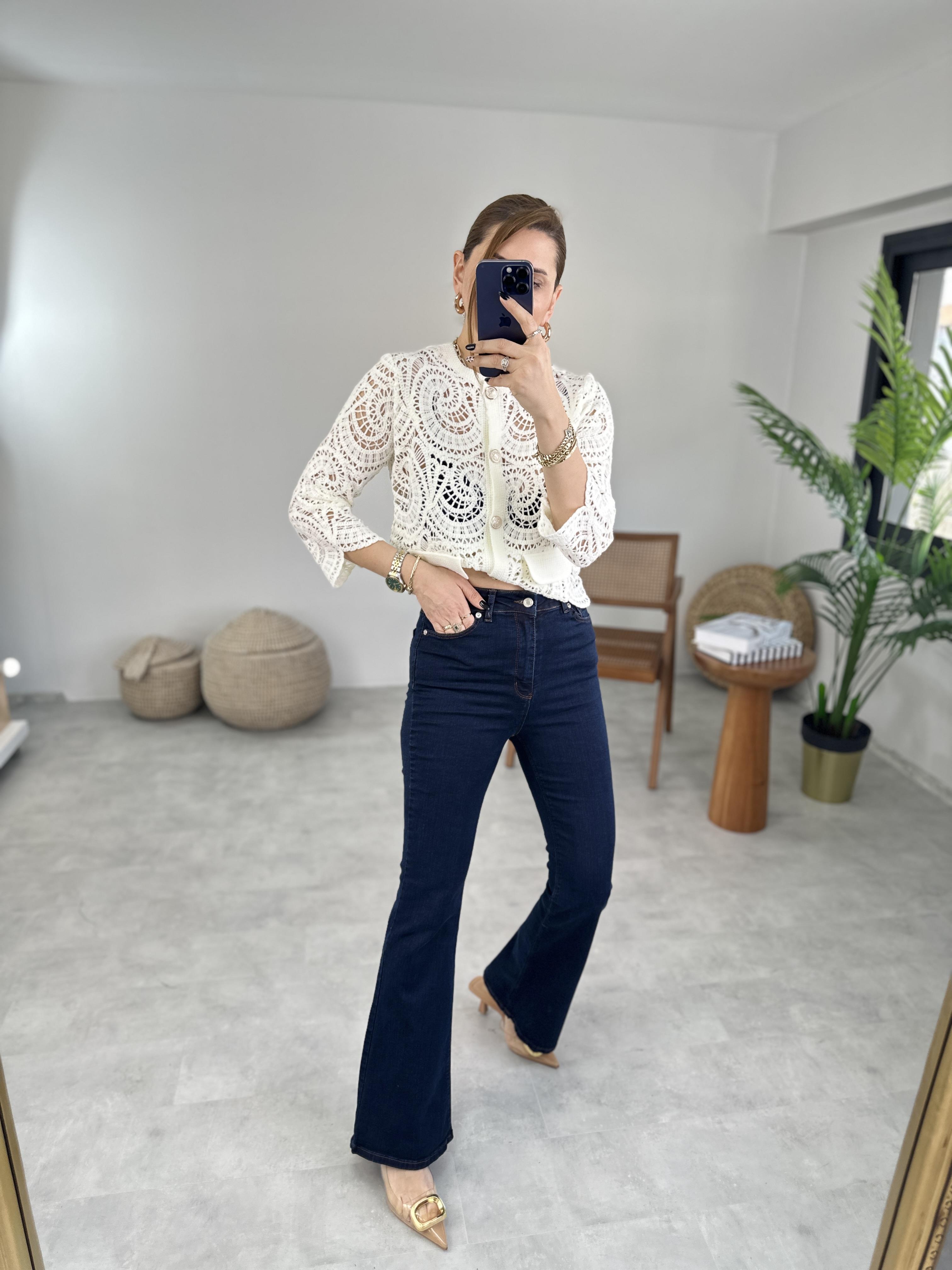 Lacivert Enna 2 İspanyol Paça Pantolon