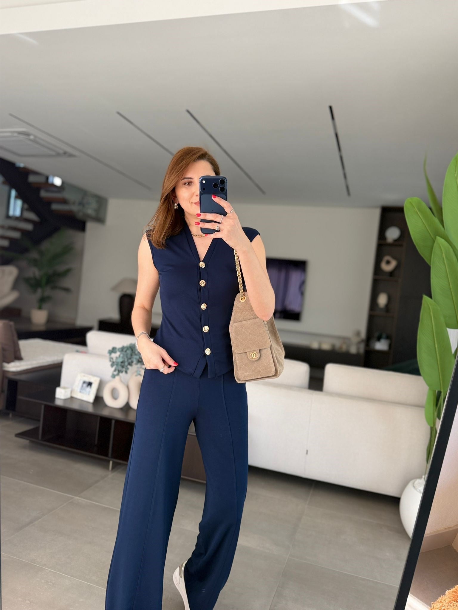 Lacivert Modal Yelek Pantolon Takım