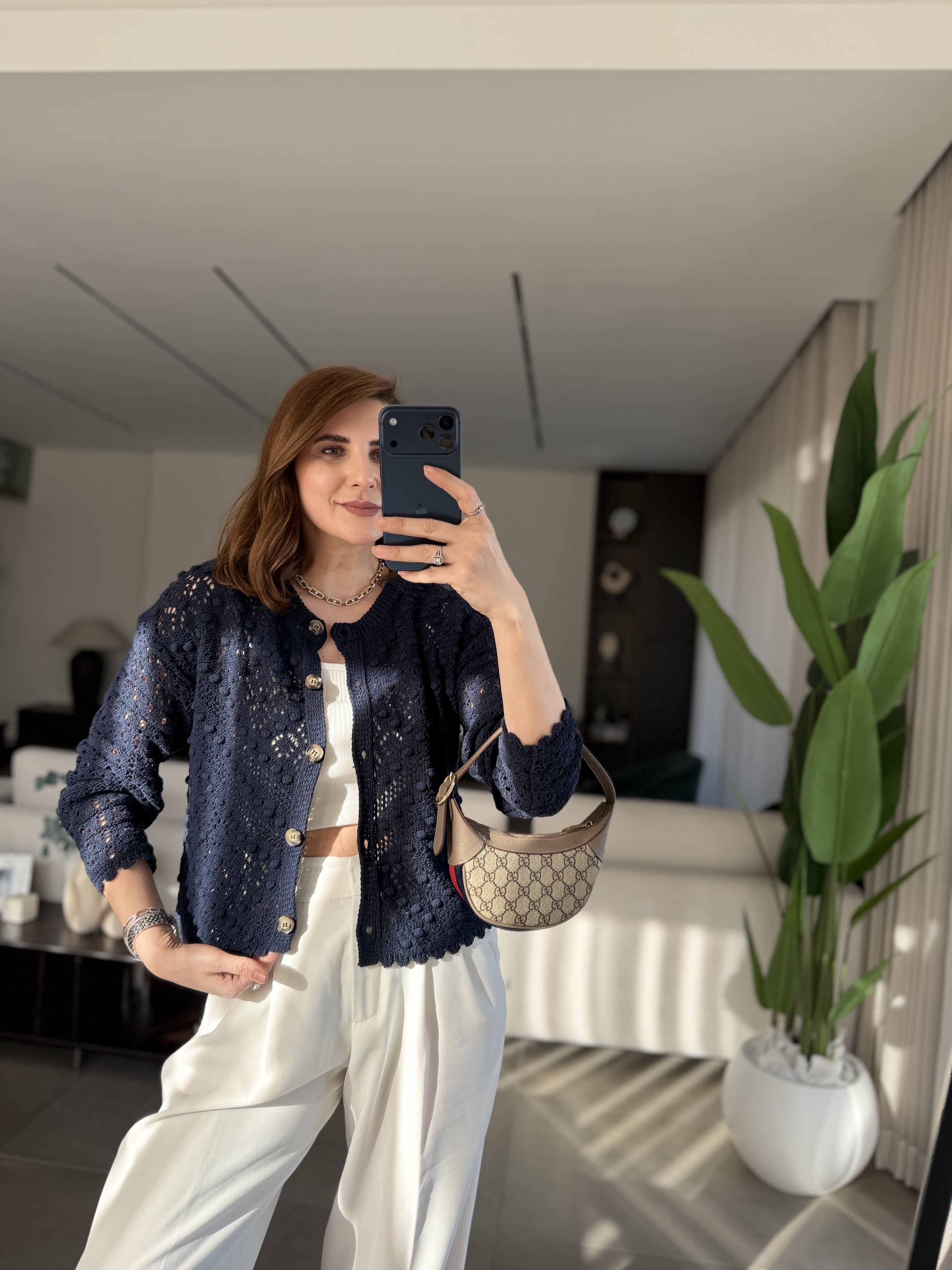 Lacivert Ponponlu Düğmeli Hırka