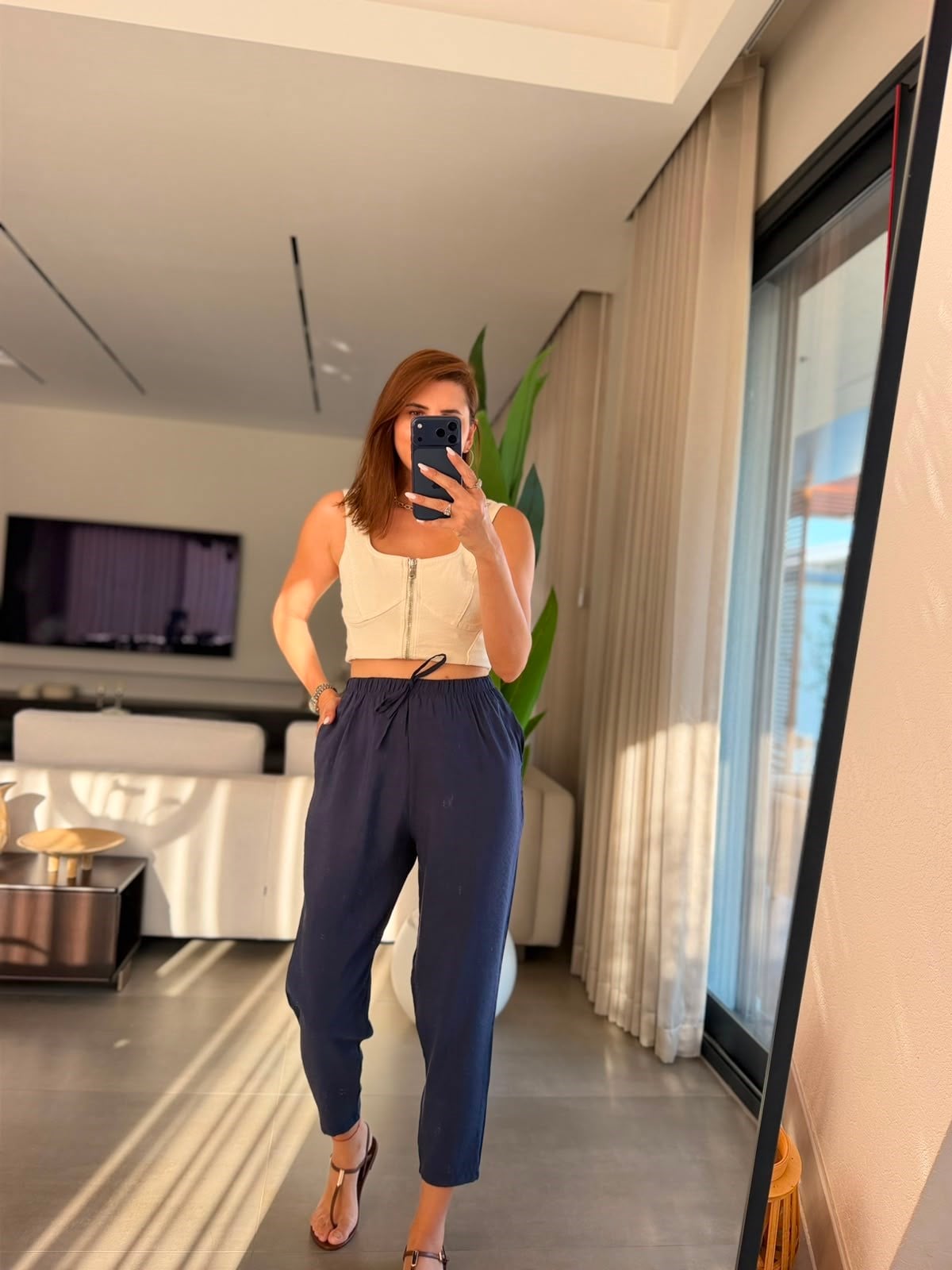 Lacivert Tencel Şalvar Pantolon