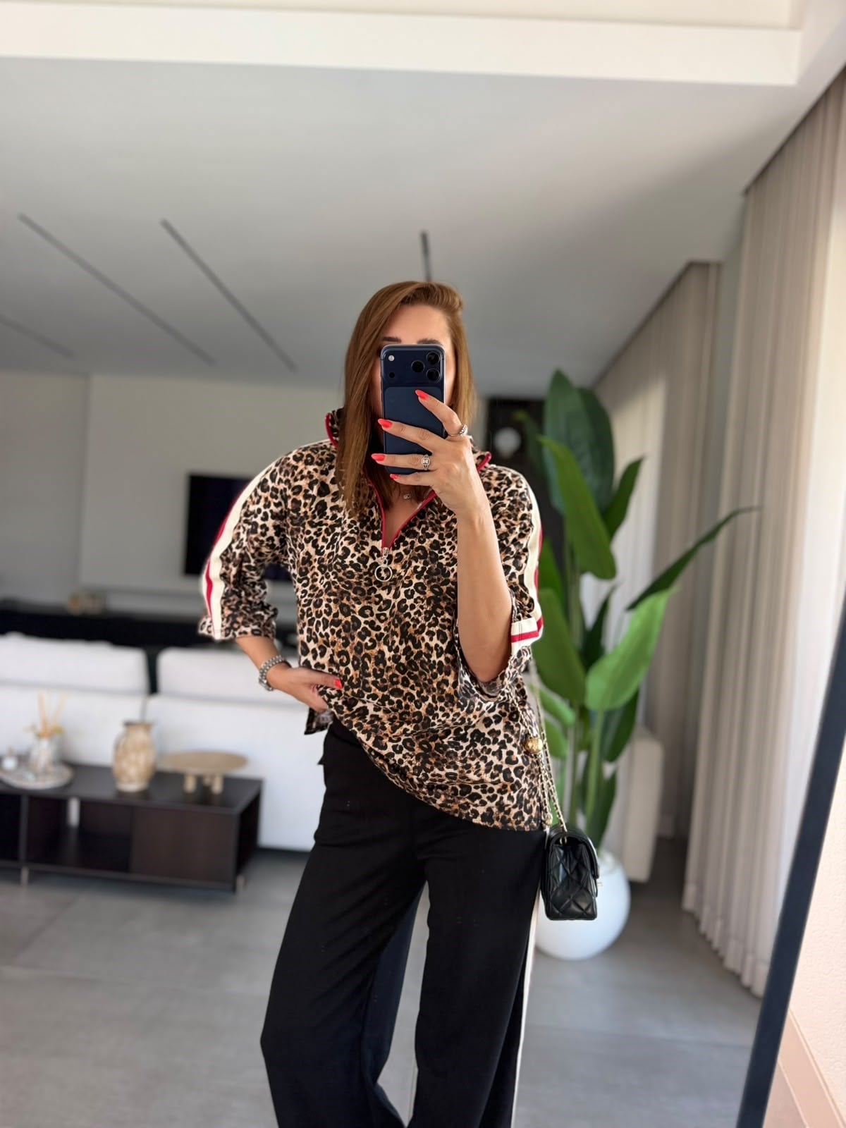 Leopar Desen Şerit Garnili Takım