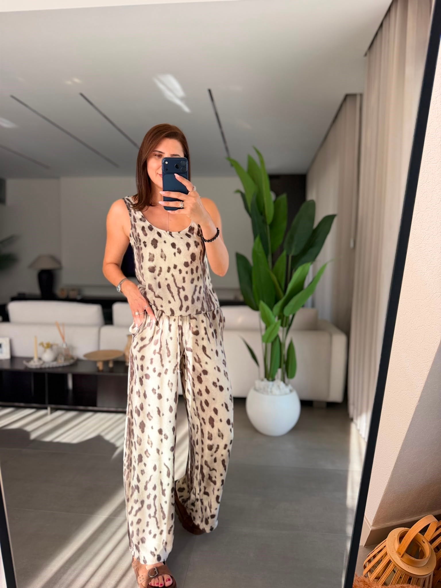 Leopar Desenli Saten Atlet Takım
