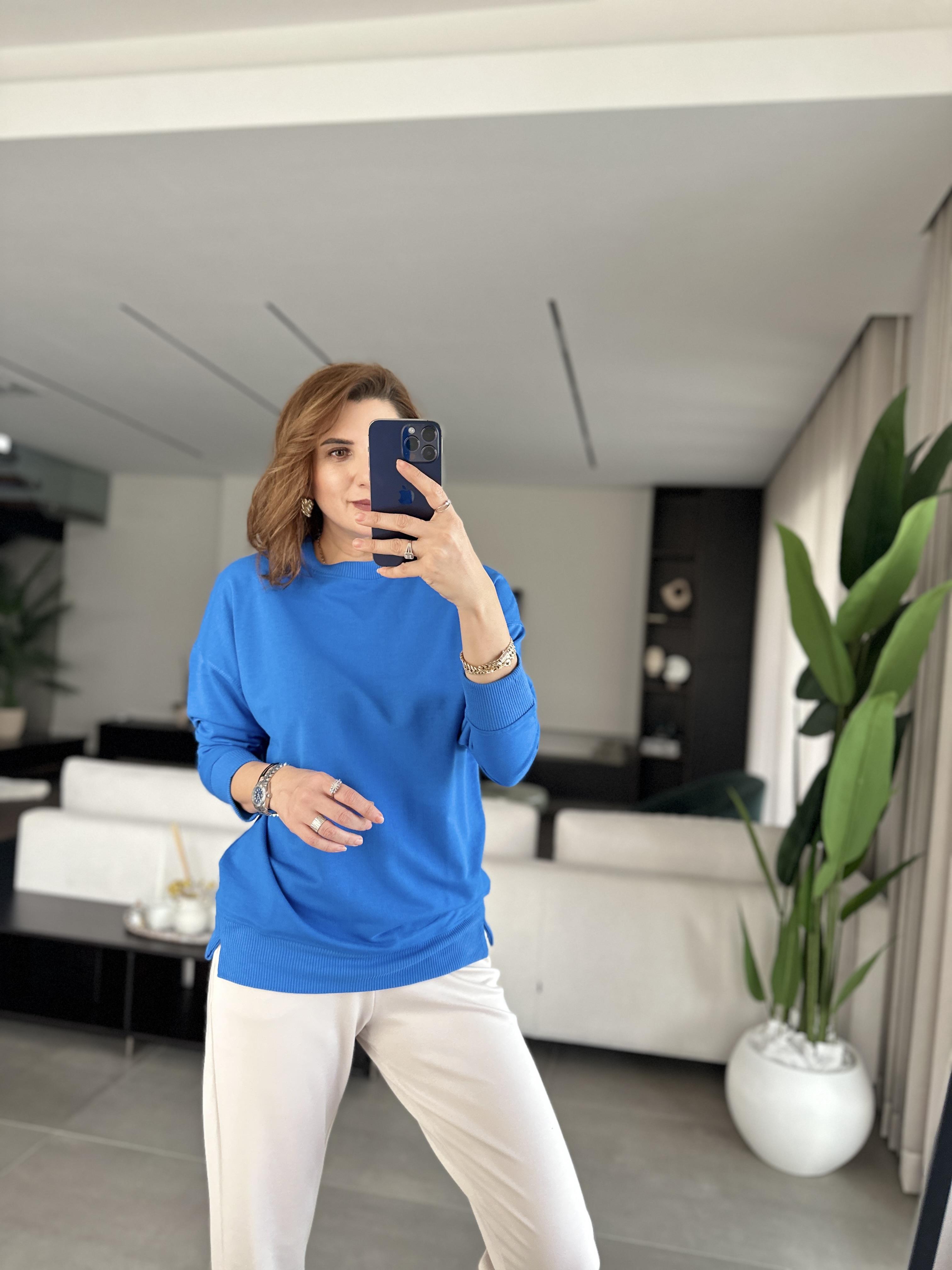 Mavi Basic Bisiklet Yaka Sweat