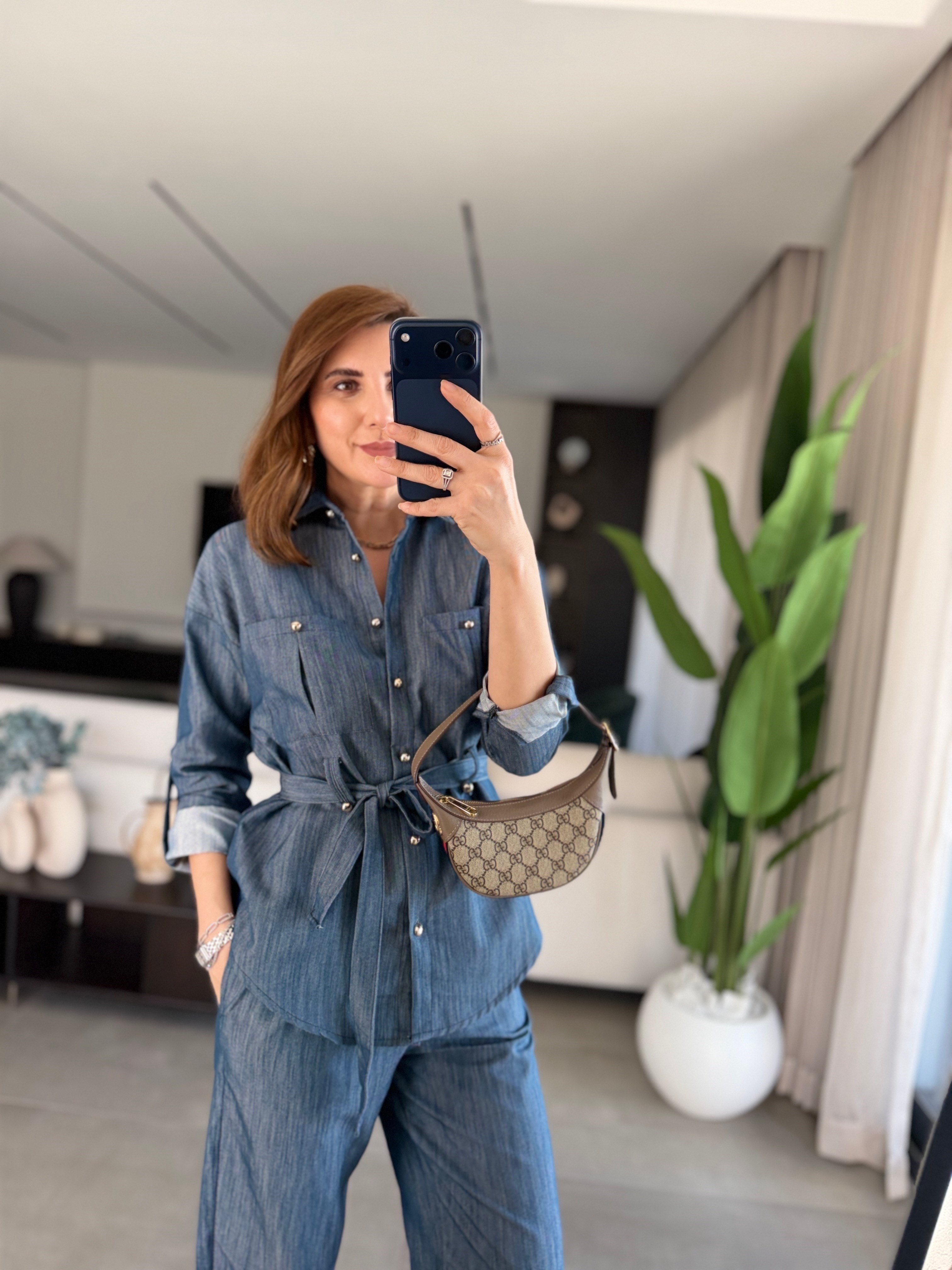 Mavi Premium Detay  Keten Takım