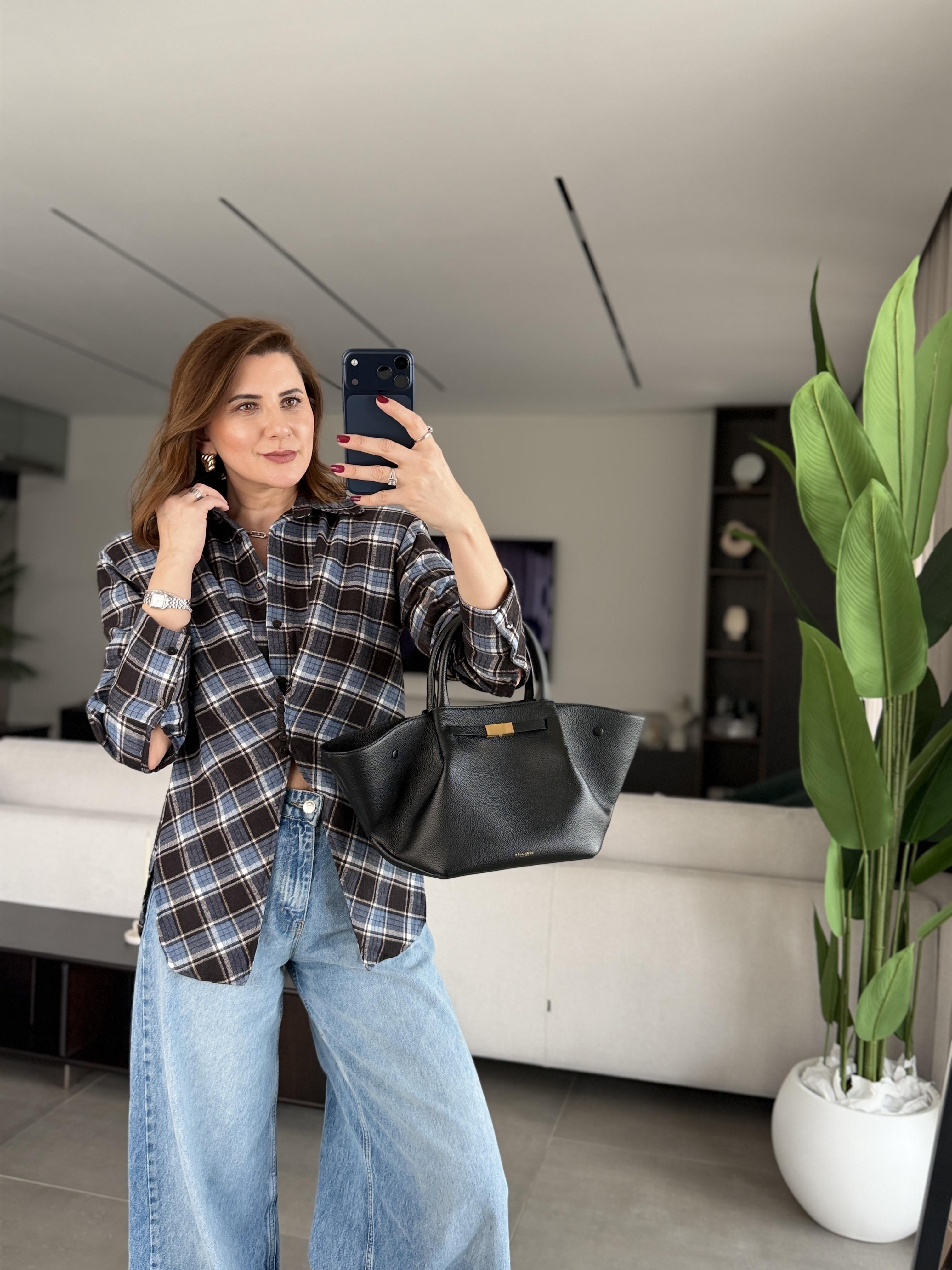 Mavi Vatkalı Ekoseli Gömlek