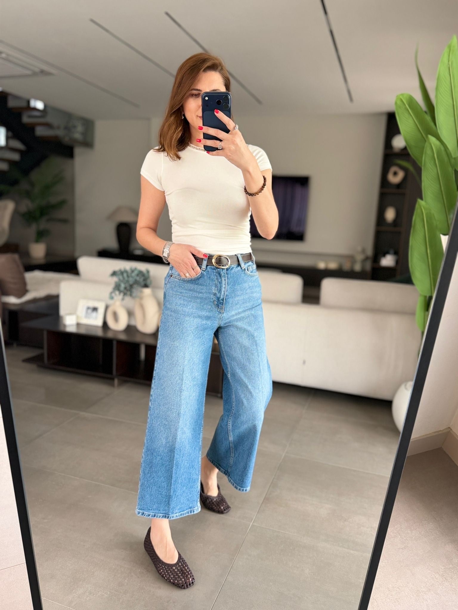 Mavi Wideleg Kemerli Jean