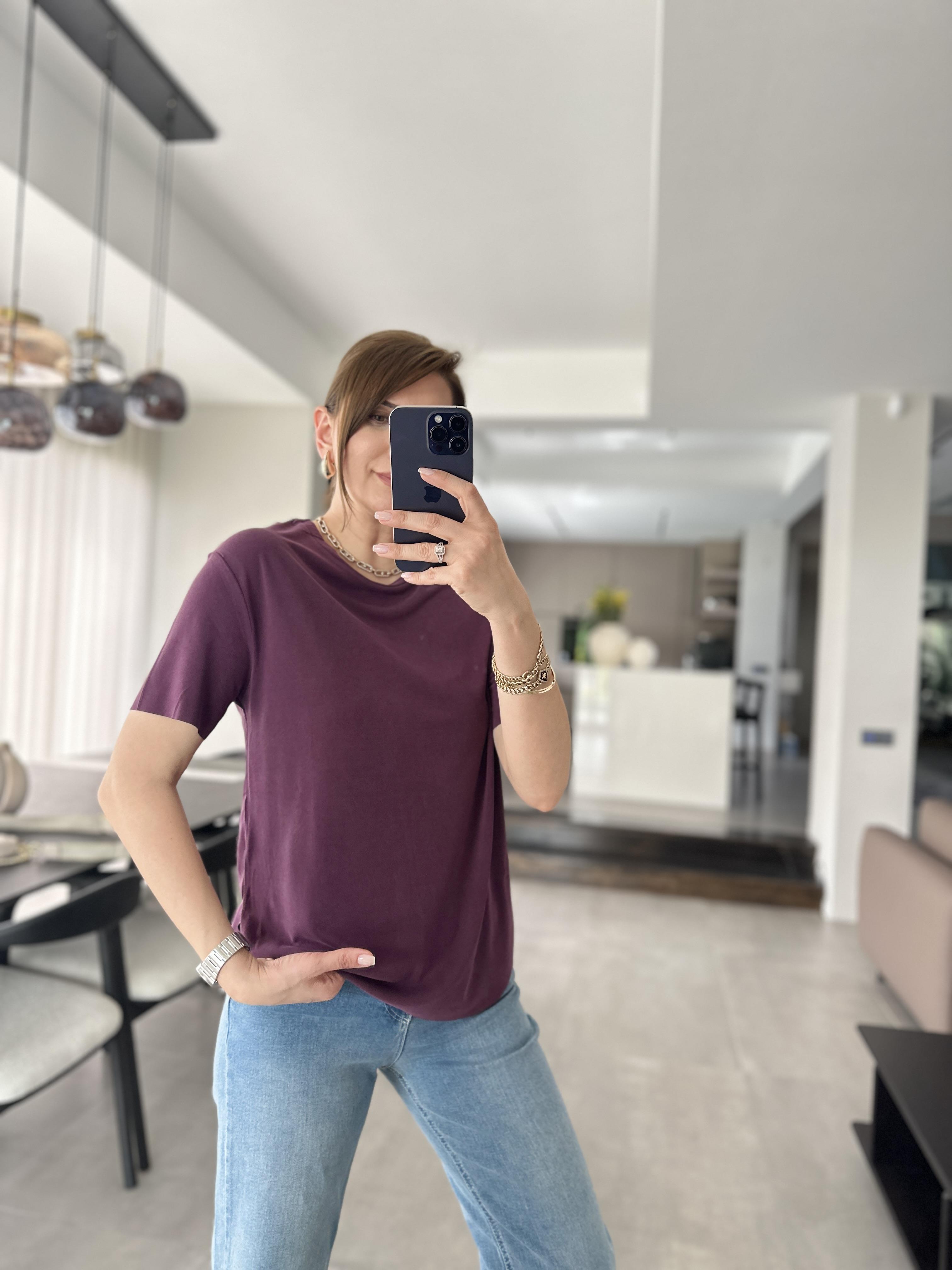 Mürdüm Lazer Kesim T-shirt