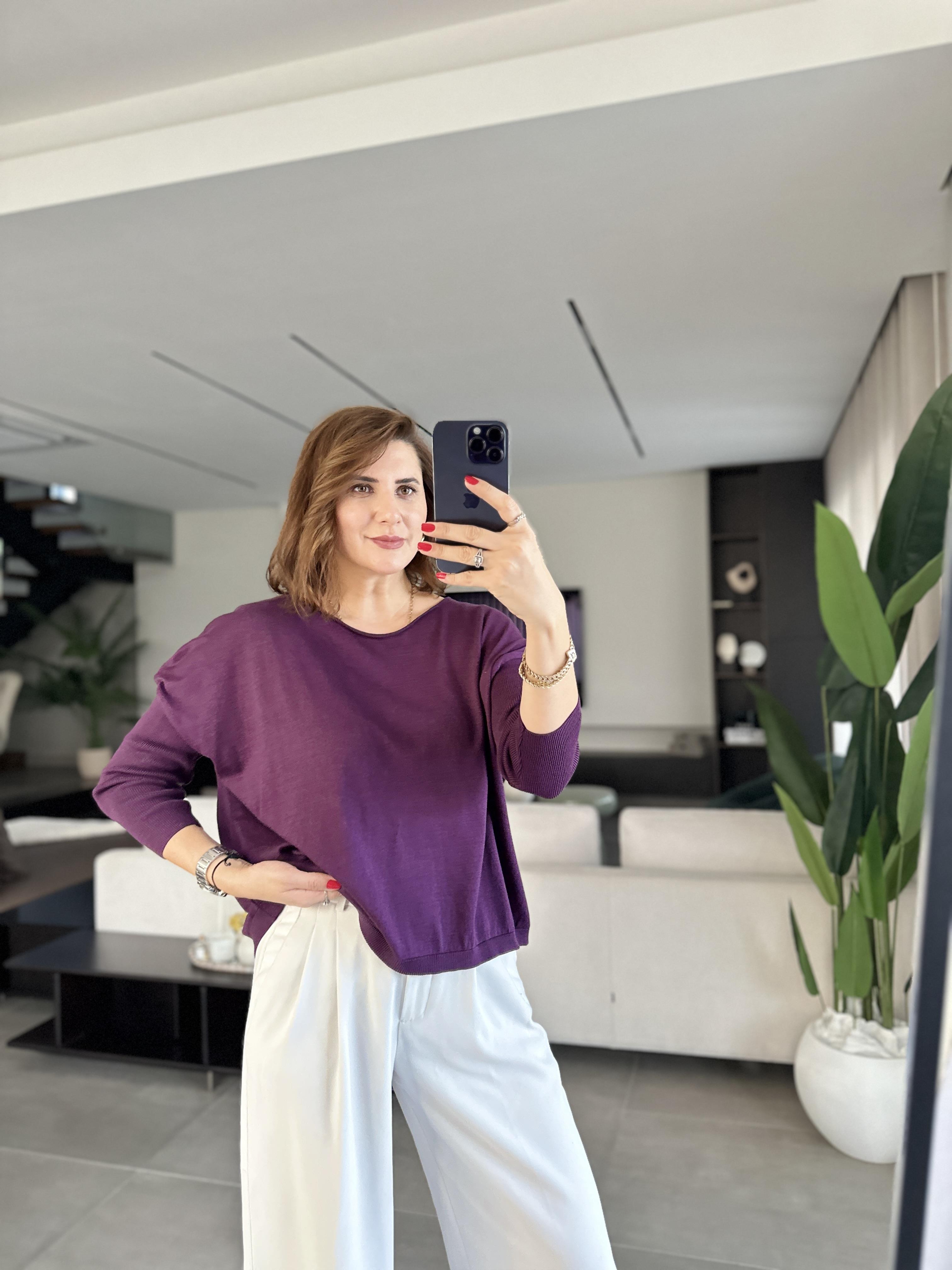 Mürdüm Rozal Kol Lastik Detaylı Bluz