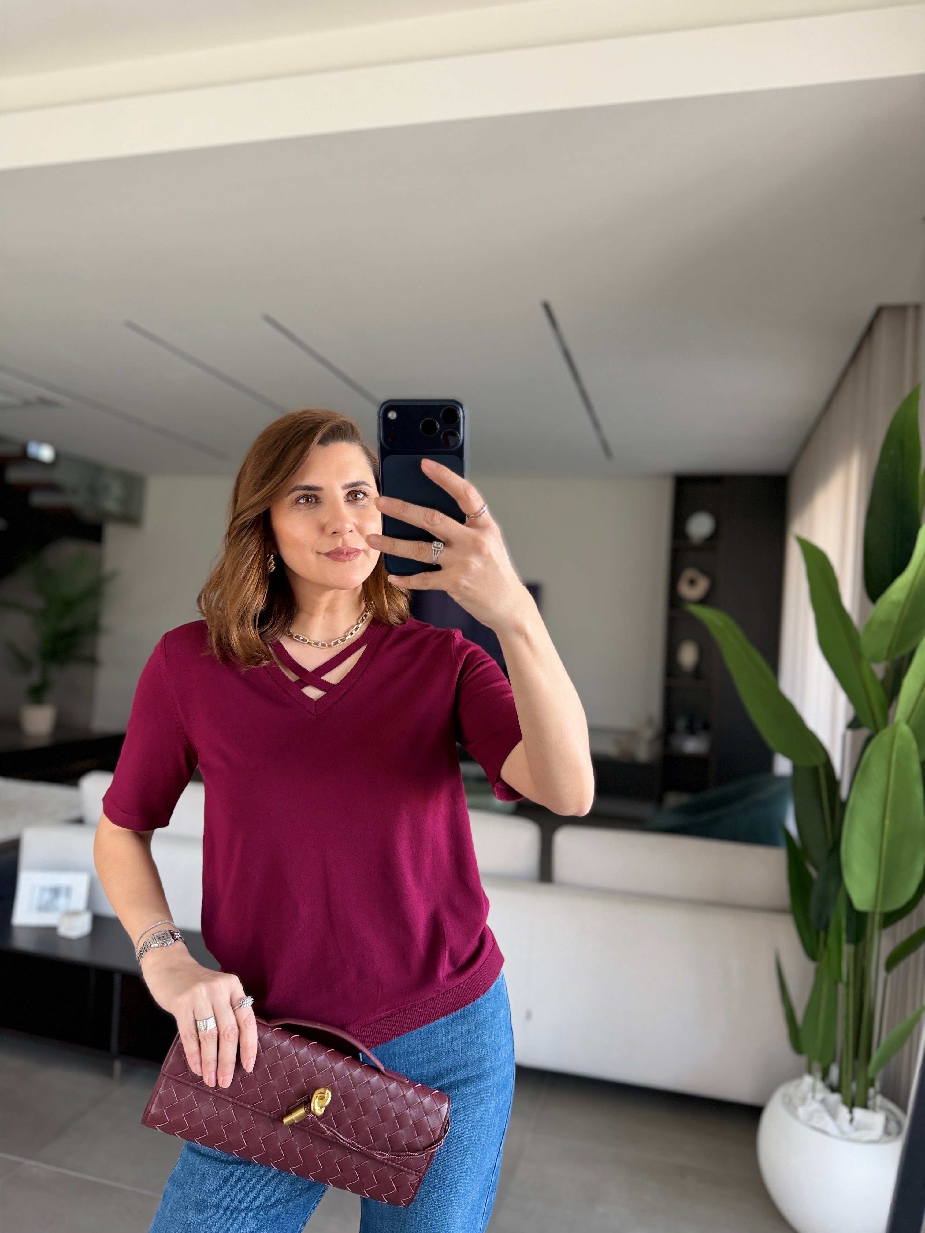 Mürdüm V Yaka Çapraz Detaylı Triko Bluz