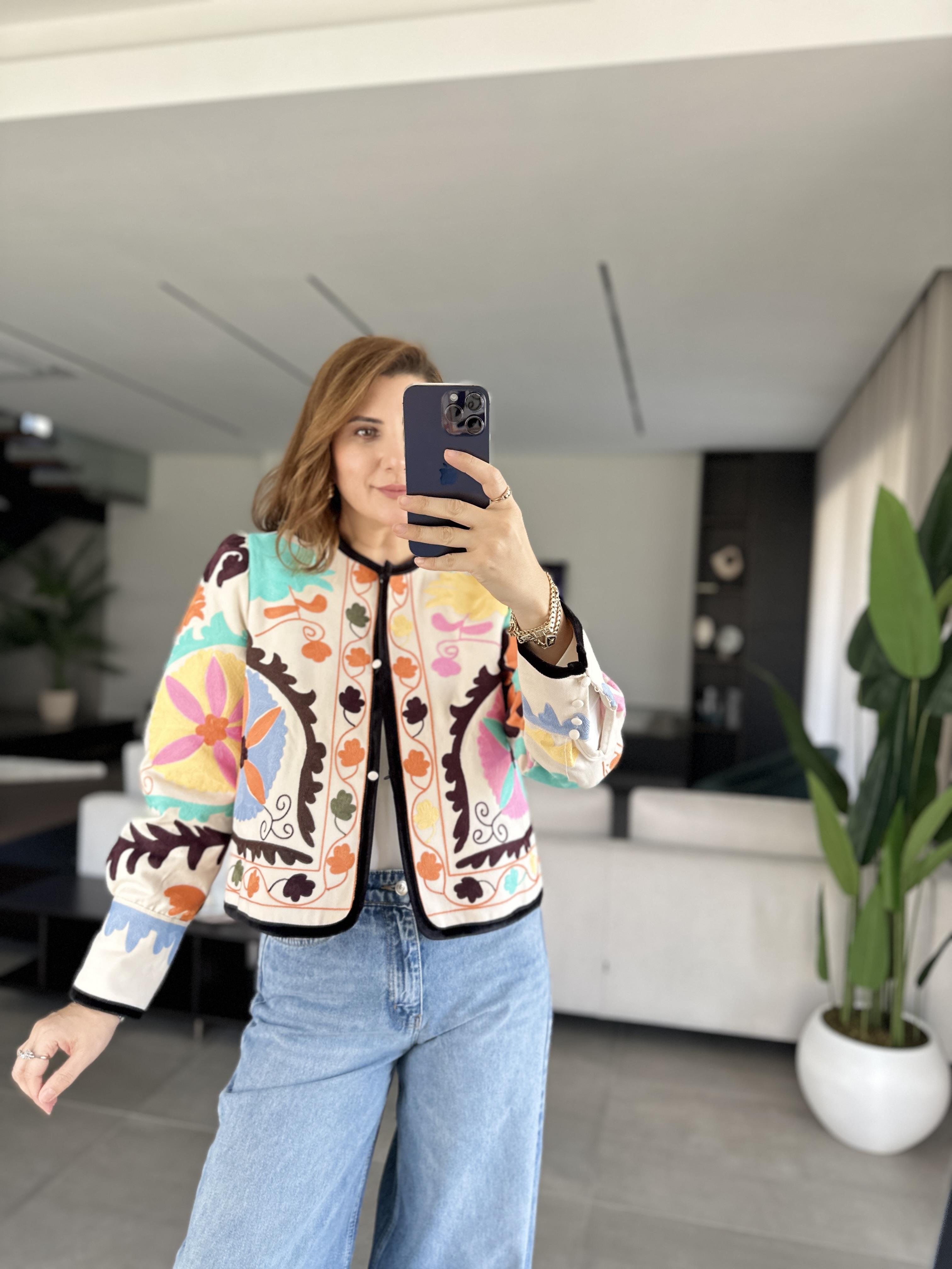 Nakışlı Gabardin Ceket