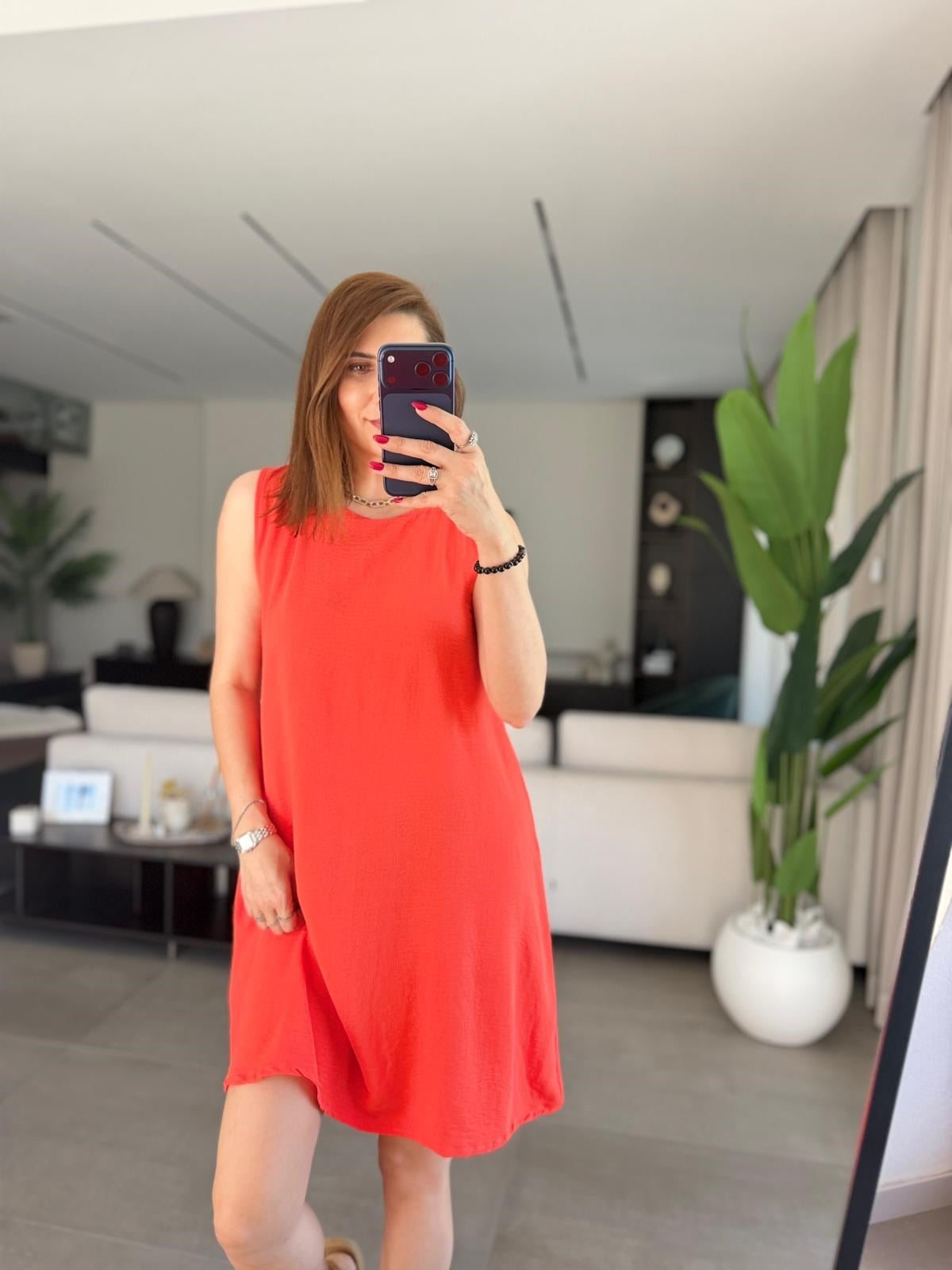 Nar Çiçeği  Ayrobin Kolsuz Elbise