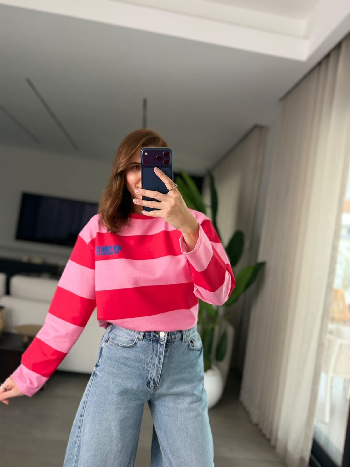 Pembe Baskılı NY Sweatshırt