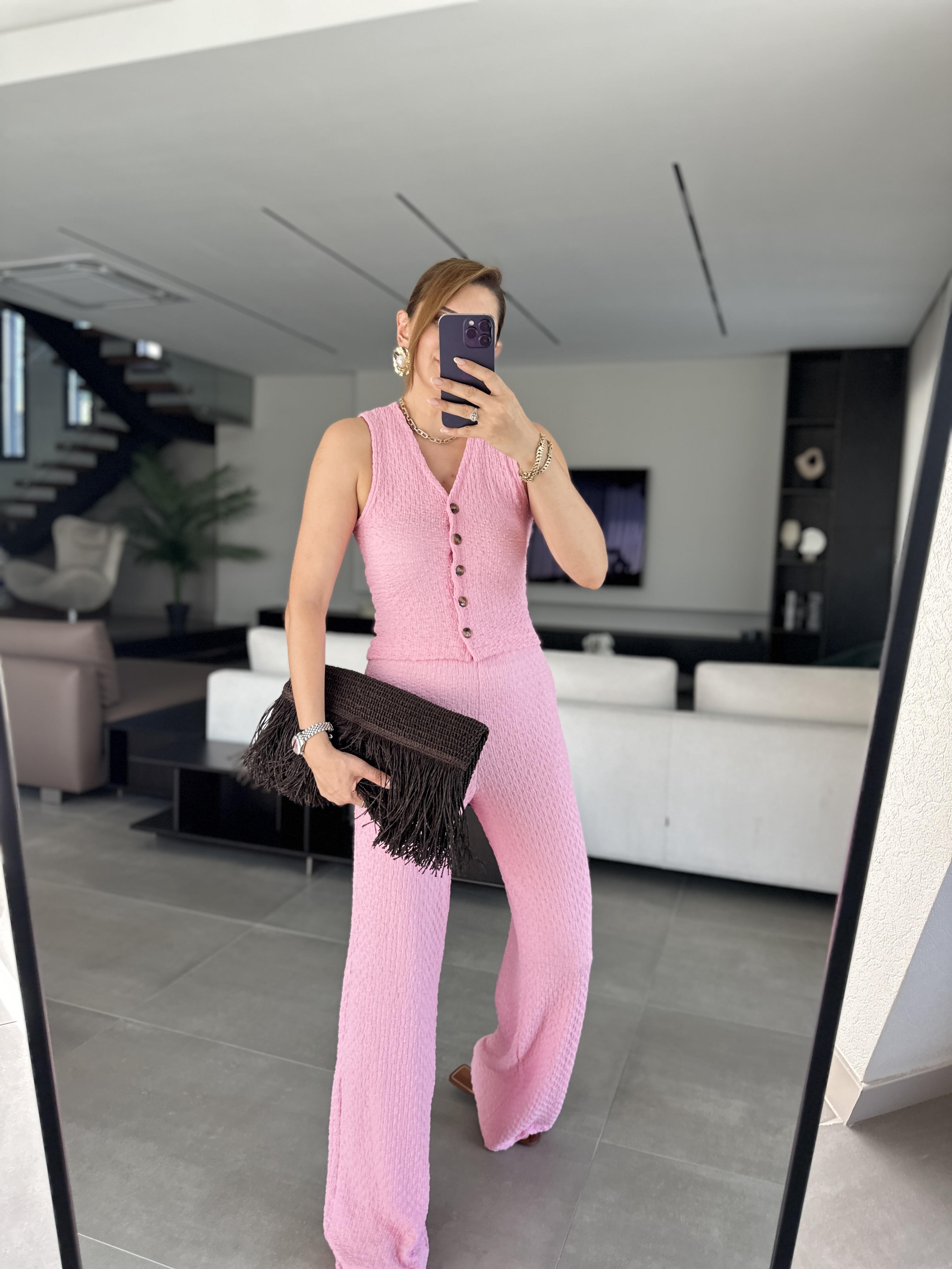 Pembe Boaz Yelek Takım