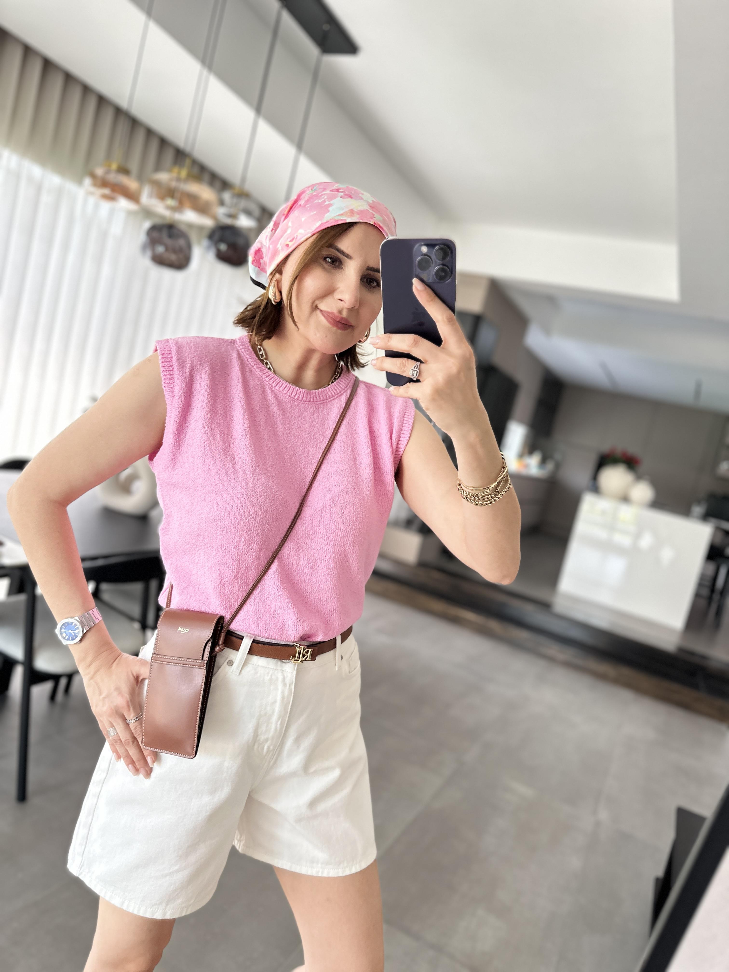 Pembe Kolsuz Merserize Bluz