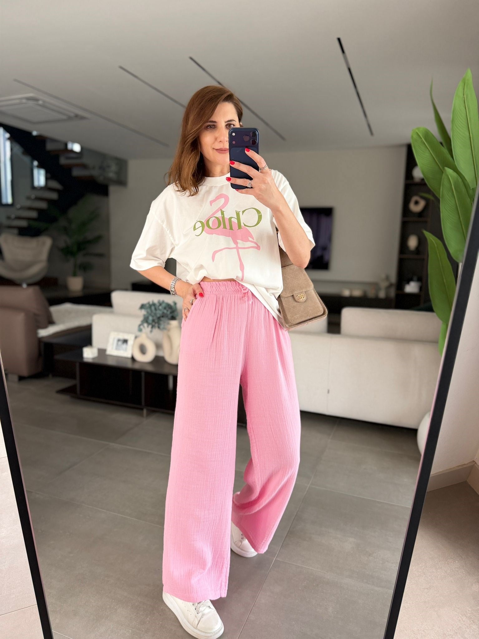 Pembe Müslin Pantolon