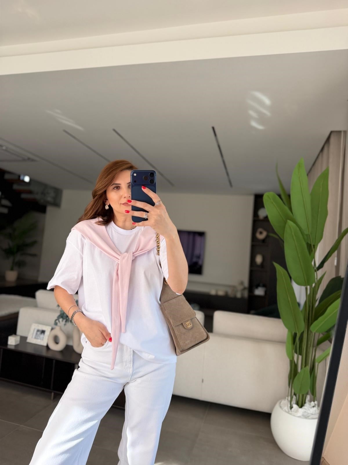 Pembe Şal Görünümlü T-shirt