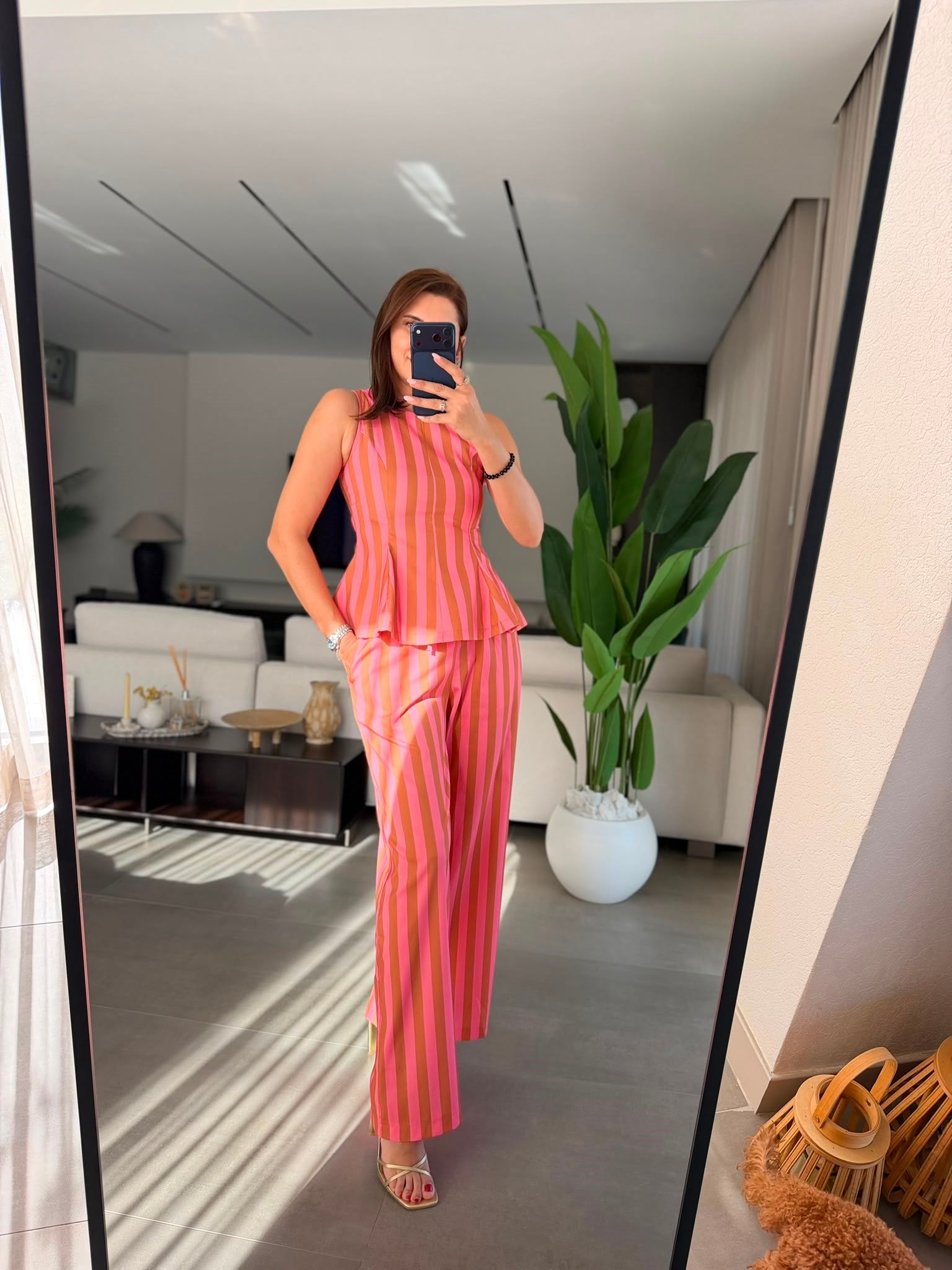Pembe Sorbe Çizgili Takım