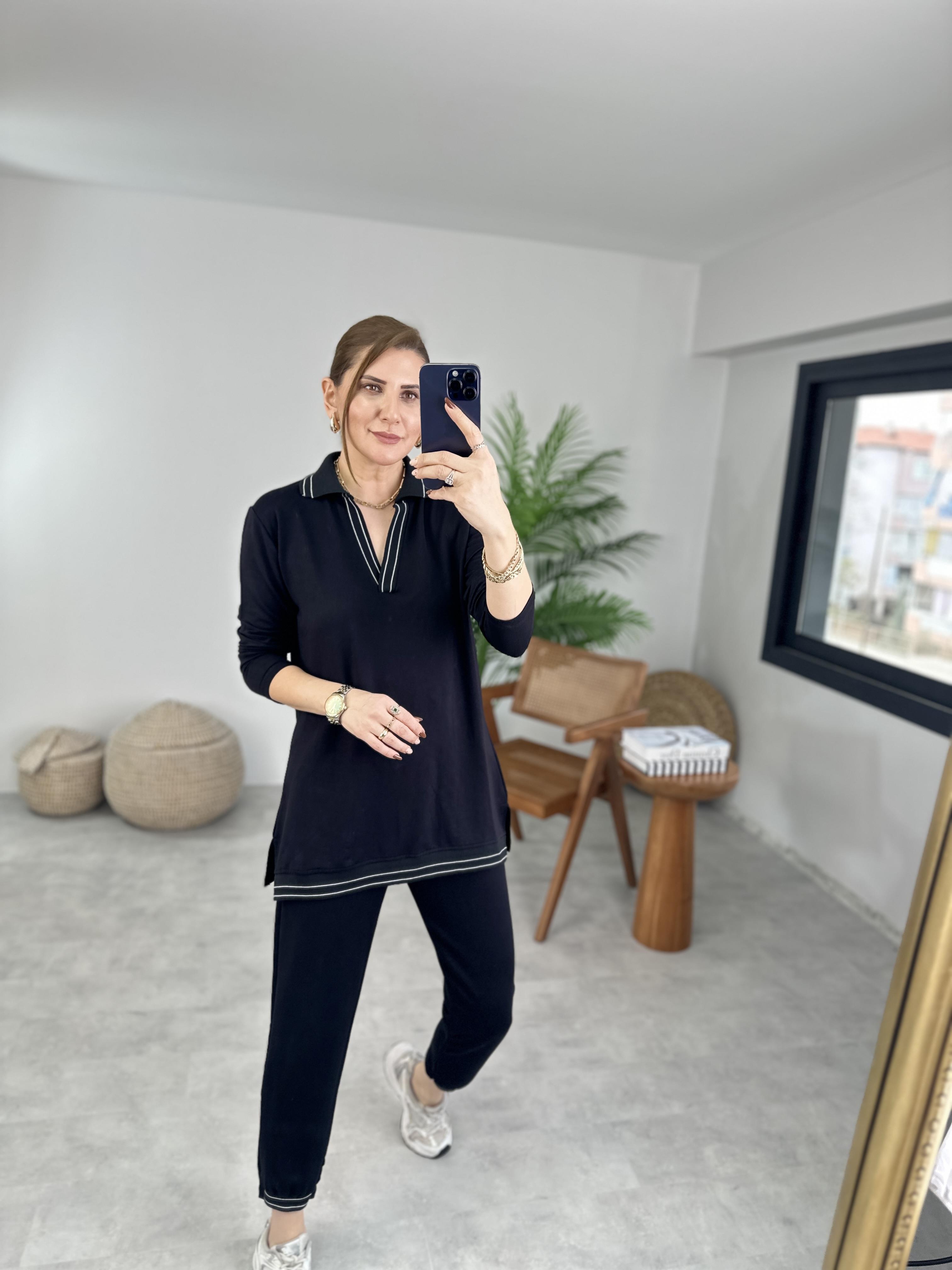 Polo Yaka Ribana Detaylı Takım