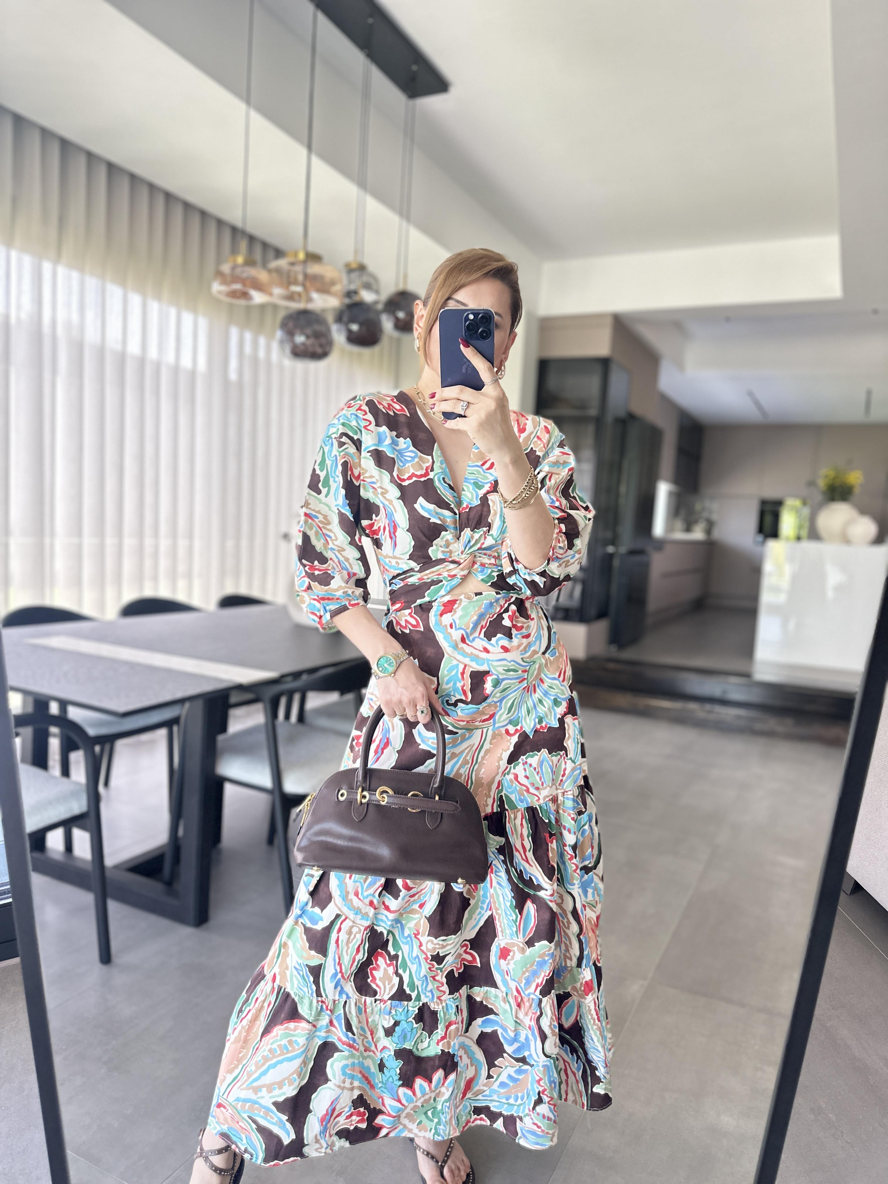 Poplin Desenli Elbise