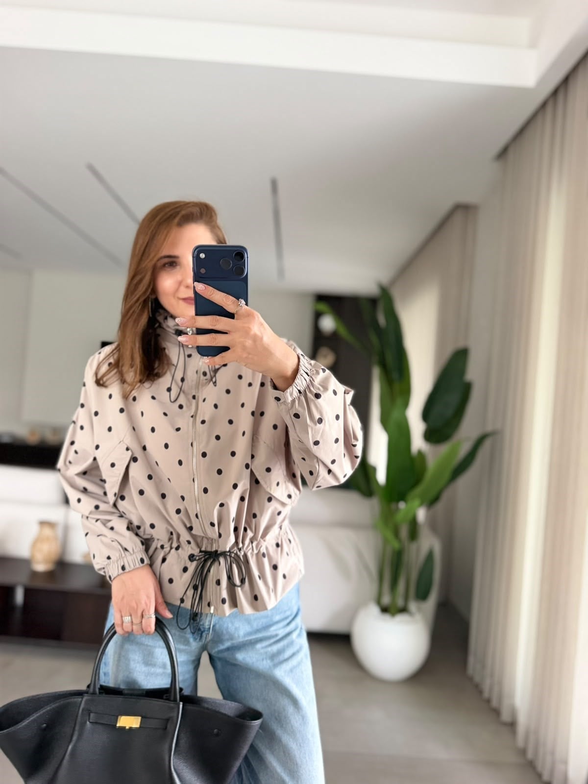Puantiyeli Bomber Ceket