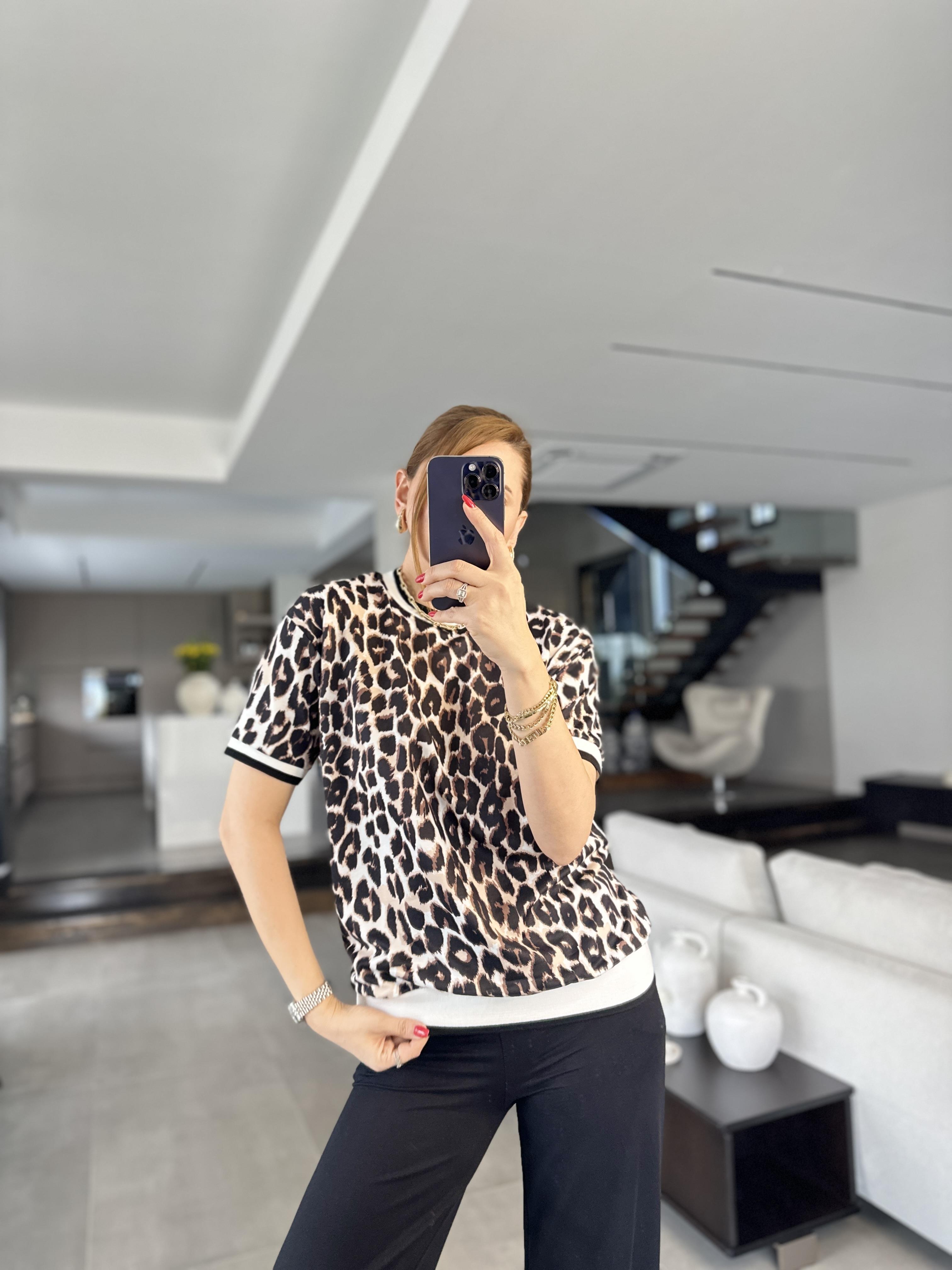 Ribanalı Leopar Desenli Takım