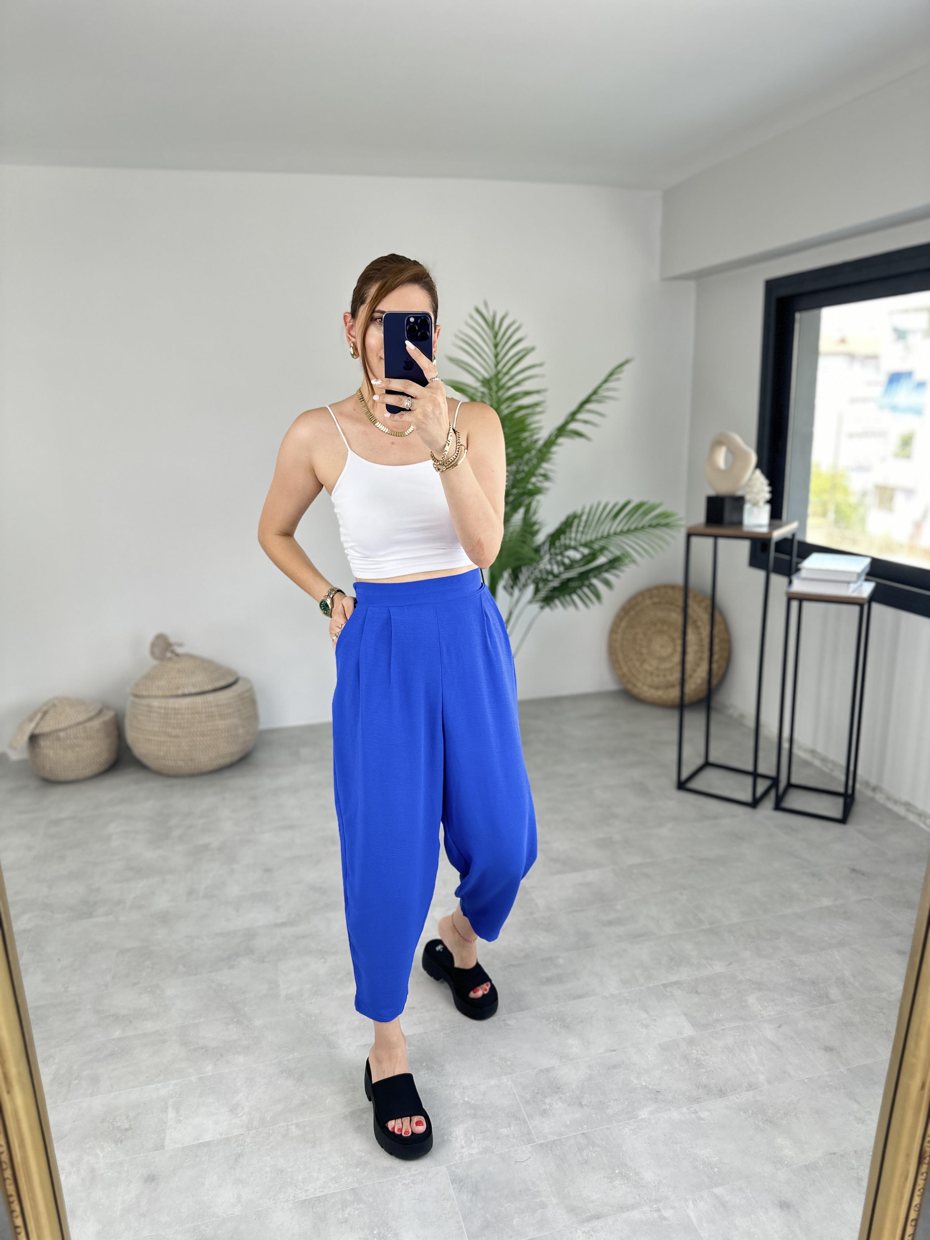 SAKS MAVİ AYROBİN HAREM PANTOLON