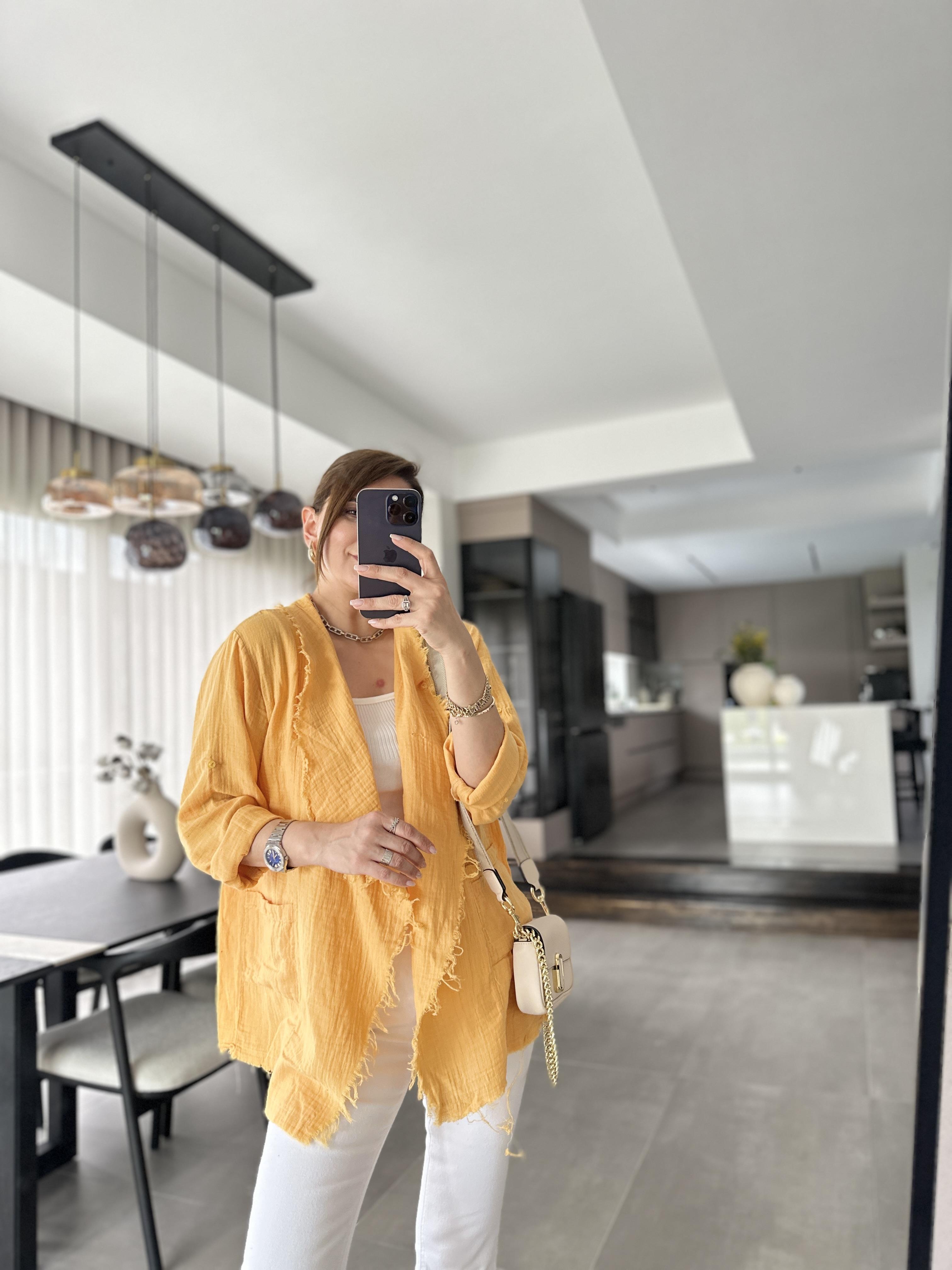 Sarı Müslin Prine Ceket
