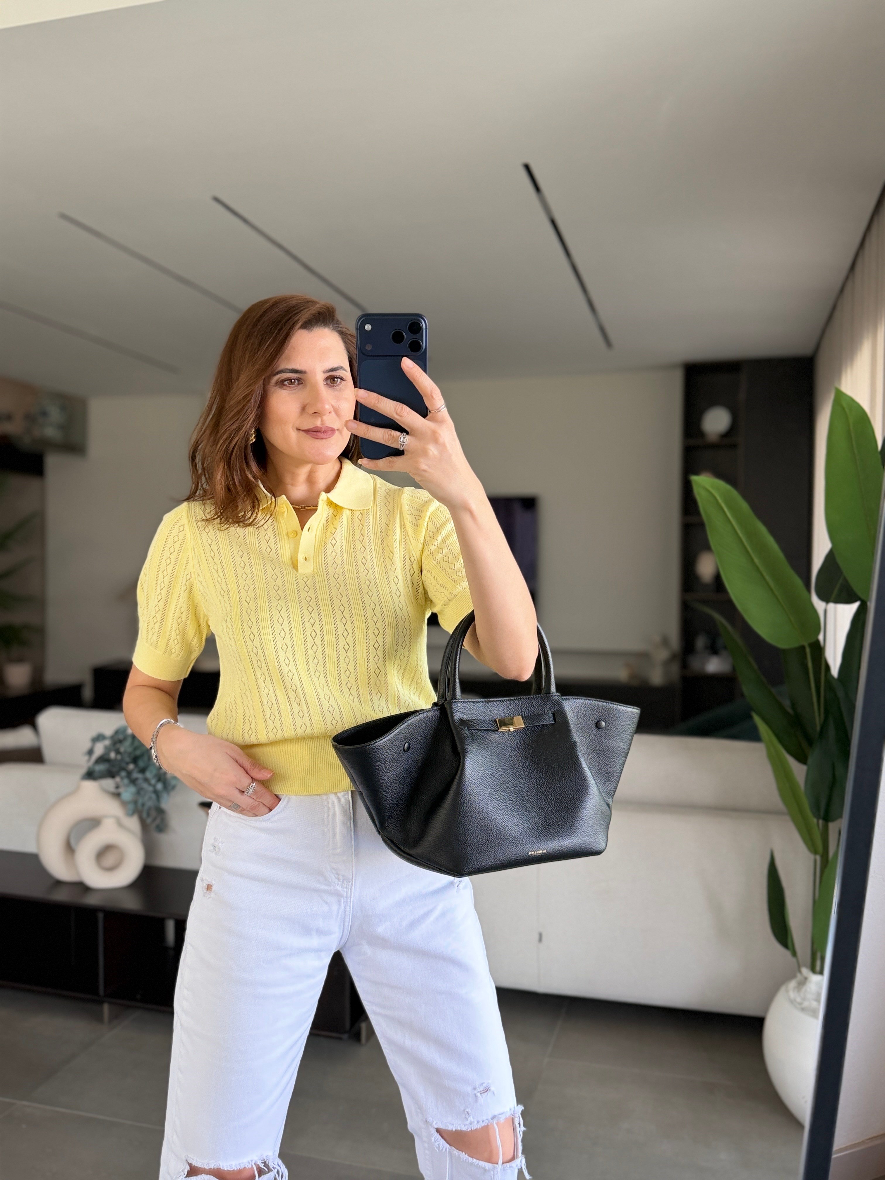 Sarı Yakalı Triko Bluz