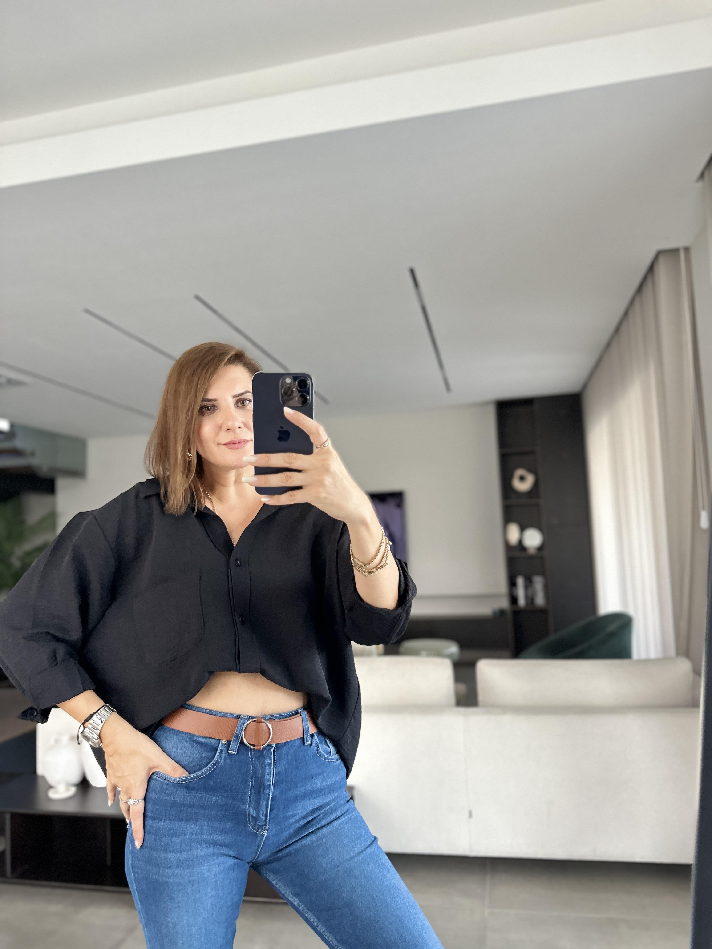 Siyah Ayrobin Salaş Gömlek