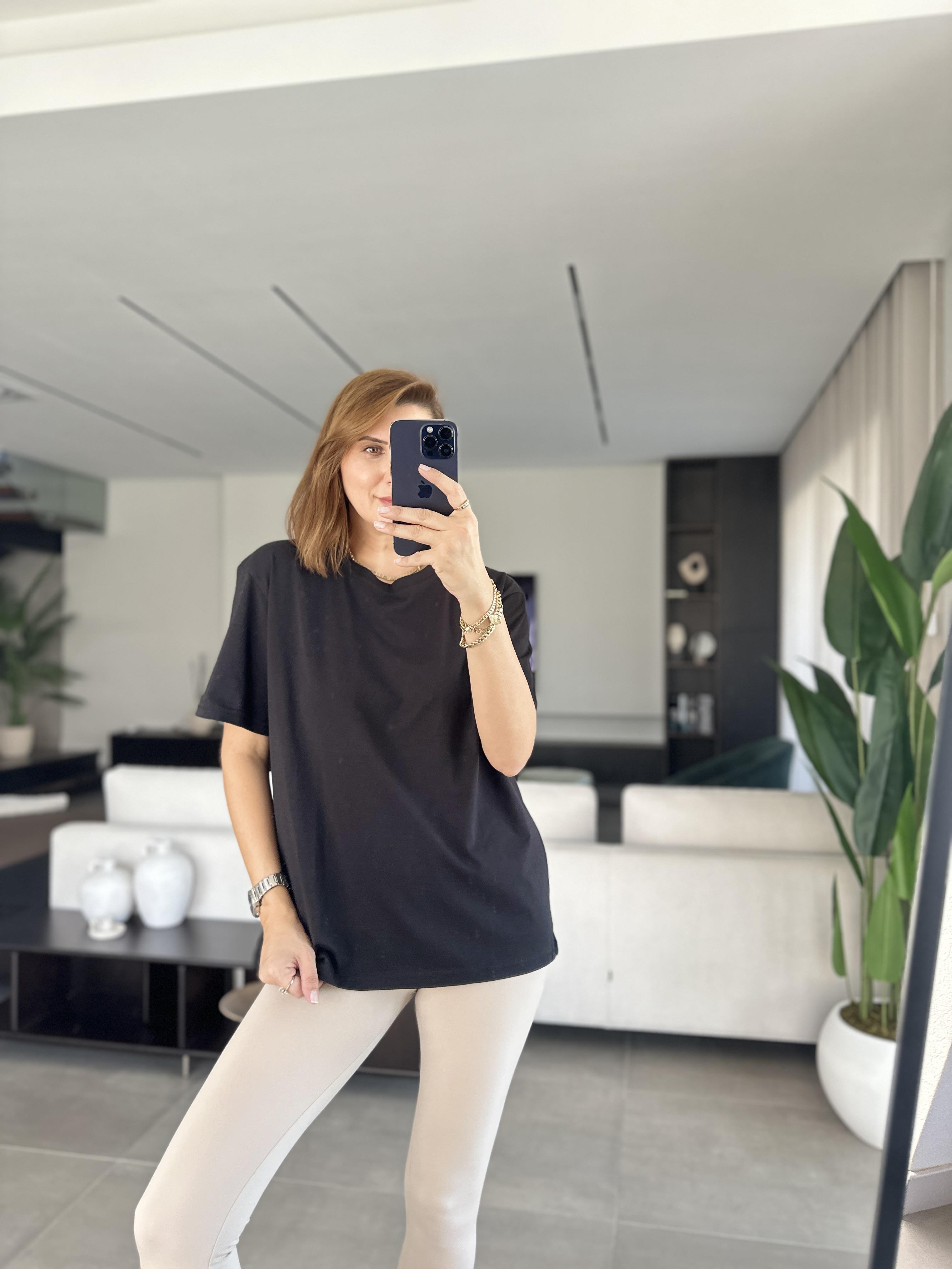 Siyah Bisiklet Yaka Basic T-shirt