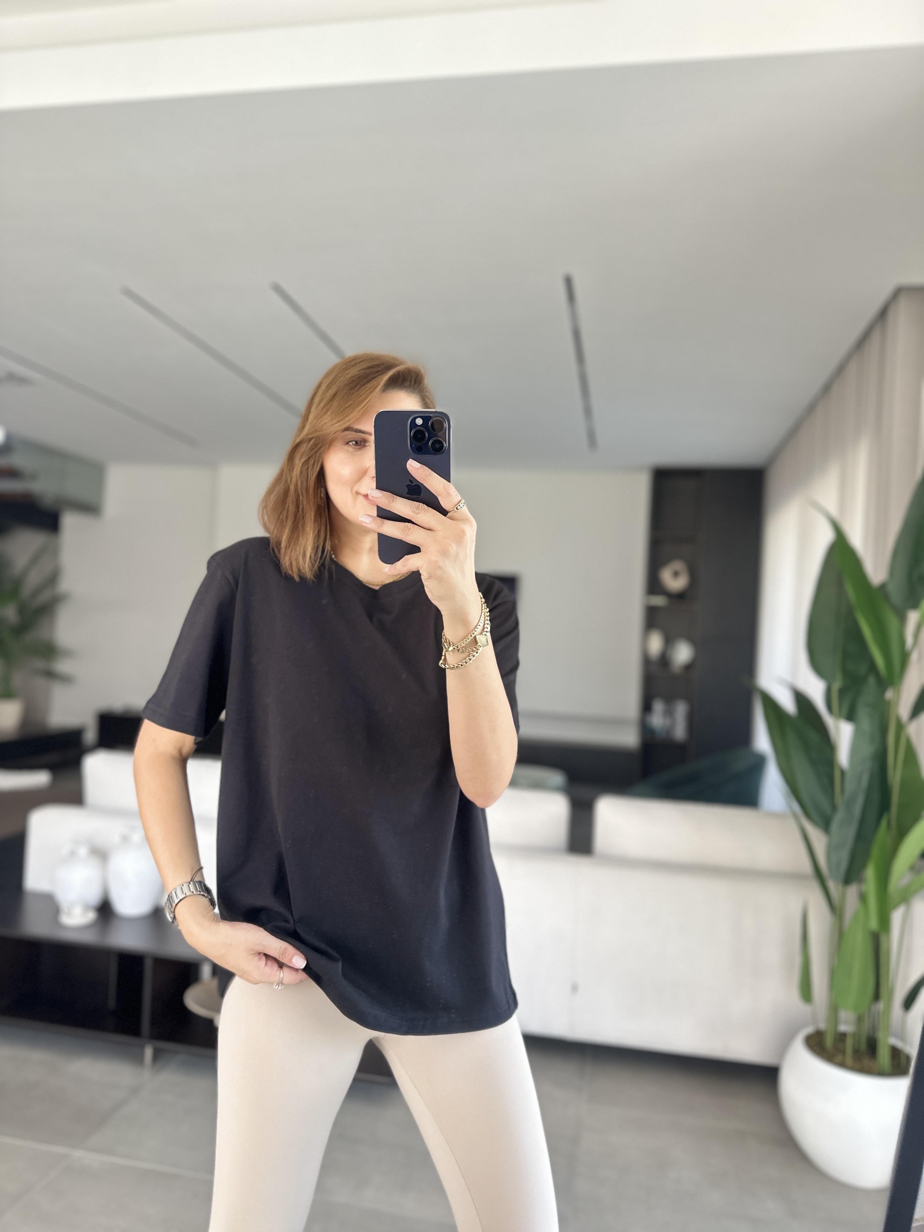 Siyah Bisiklet Yaka Basic T-shirt