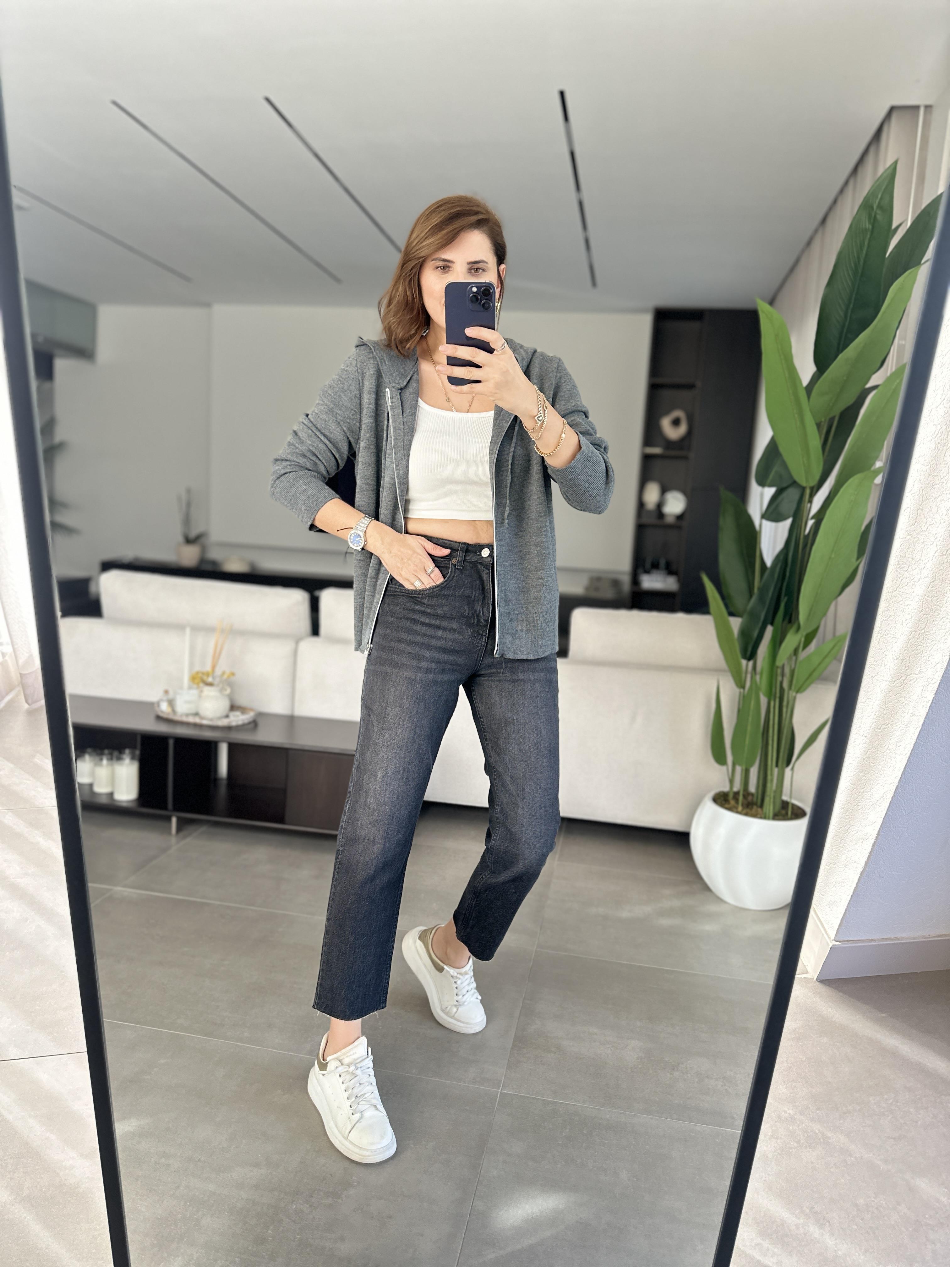 Siyah Boyfit Pantolon
