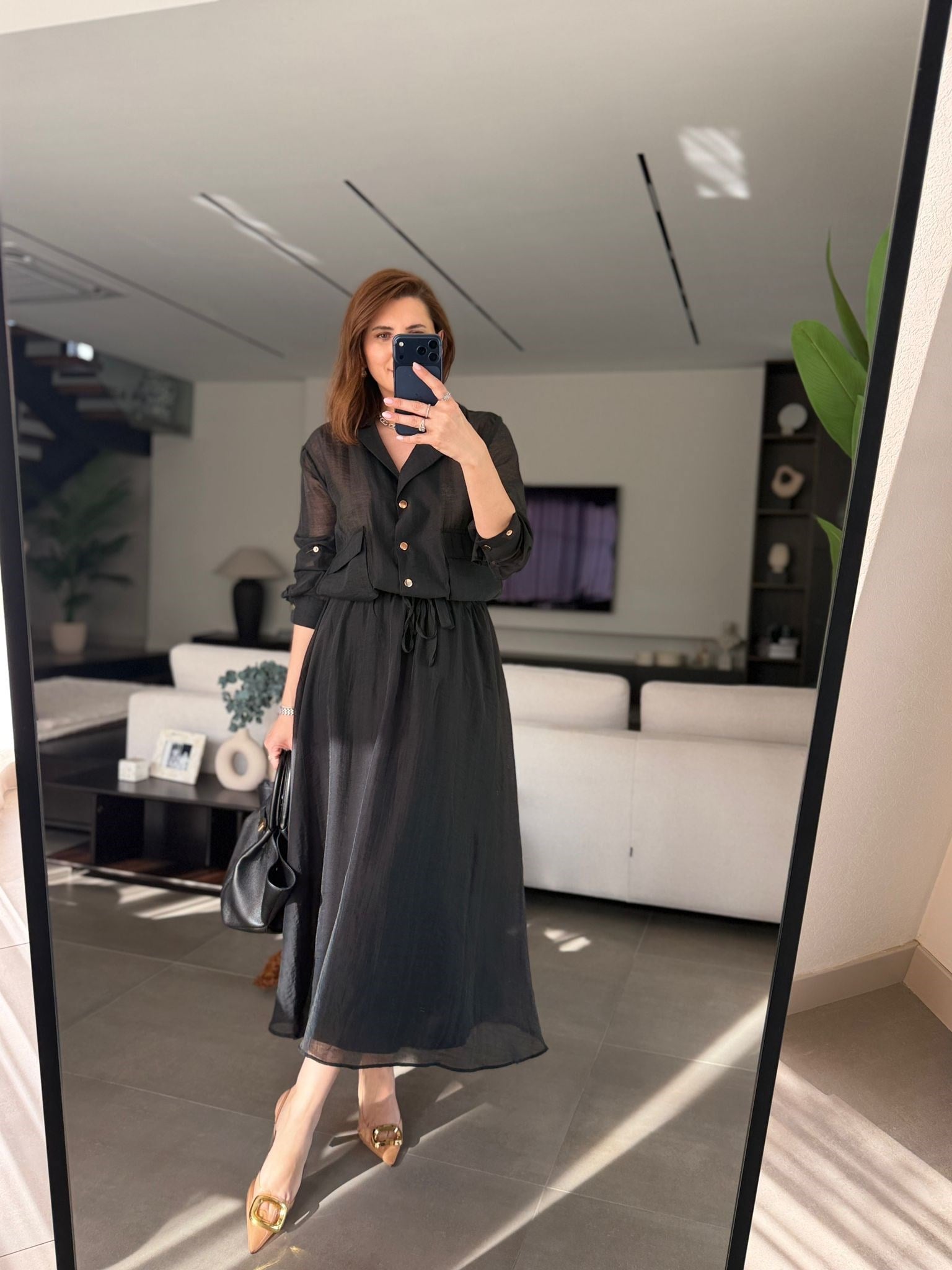 Siyah Ceket  Tül Detay Etek Takım