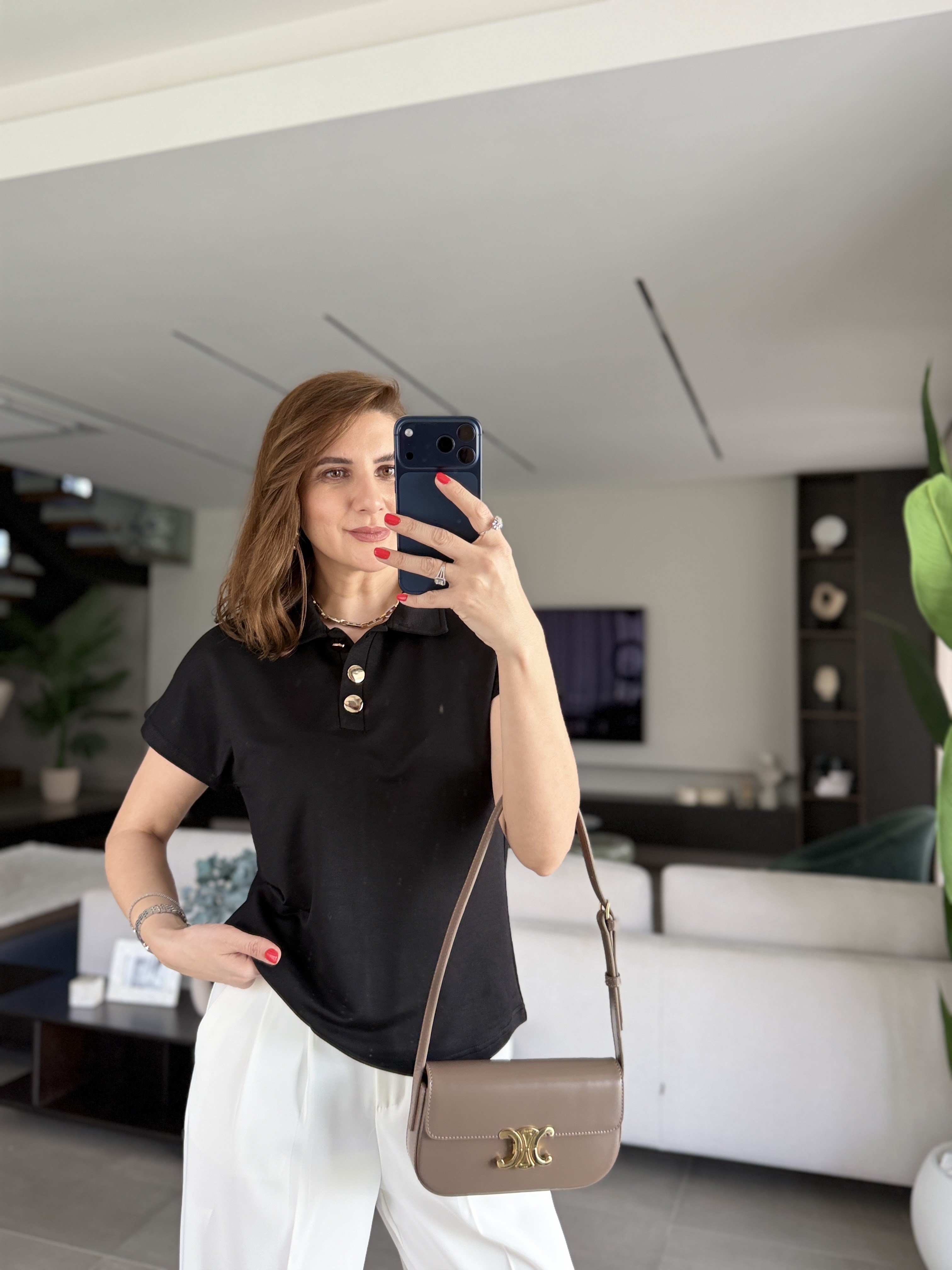 Siyah Gold Düğmeli Polo Yaka T-shirt