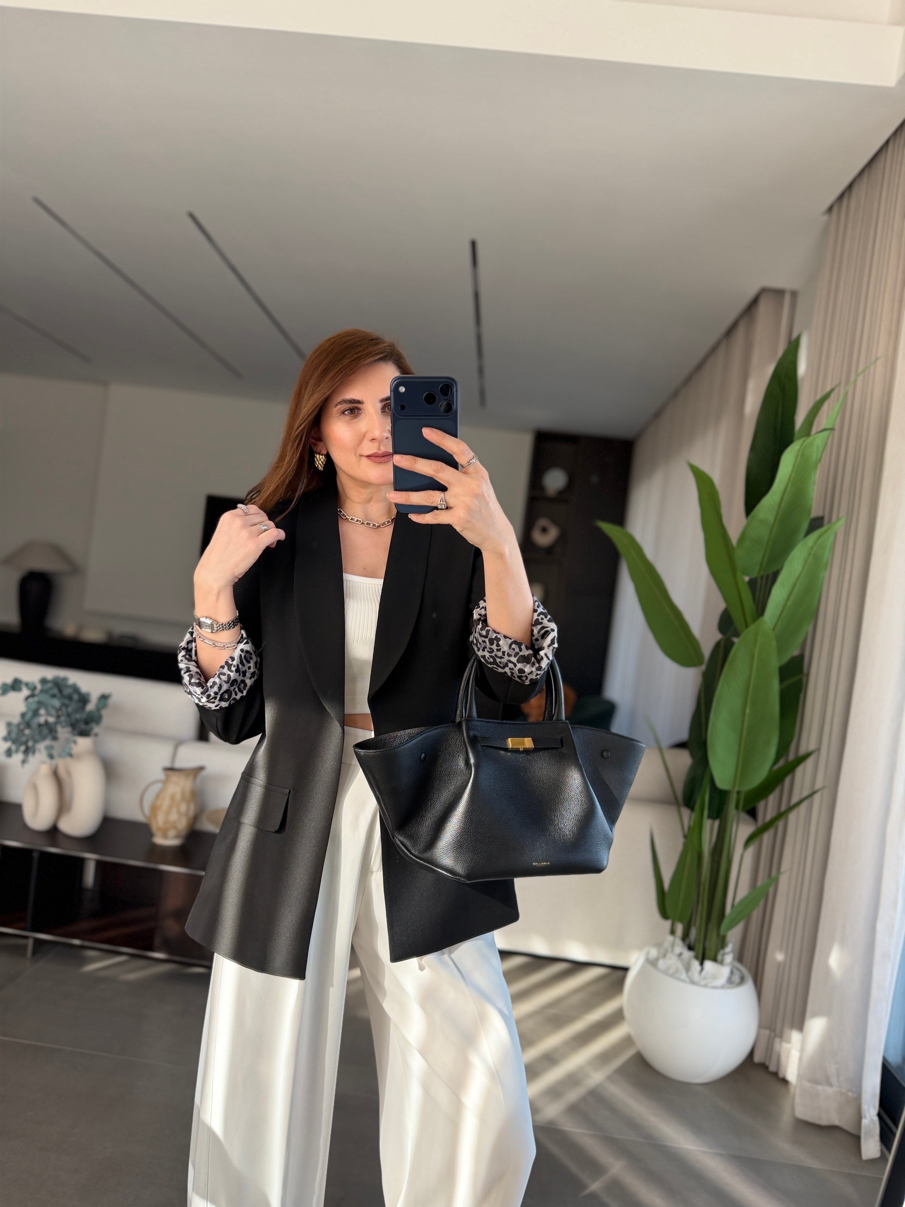 Siyah İçi Leopar Desen Blazer Ceket(Büyük Bedene Uyumlu)
