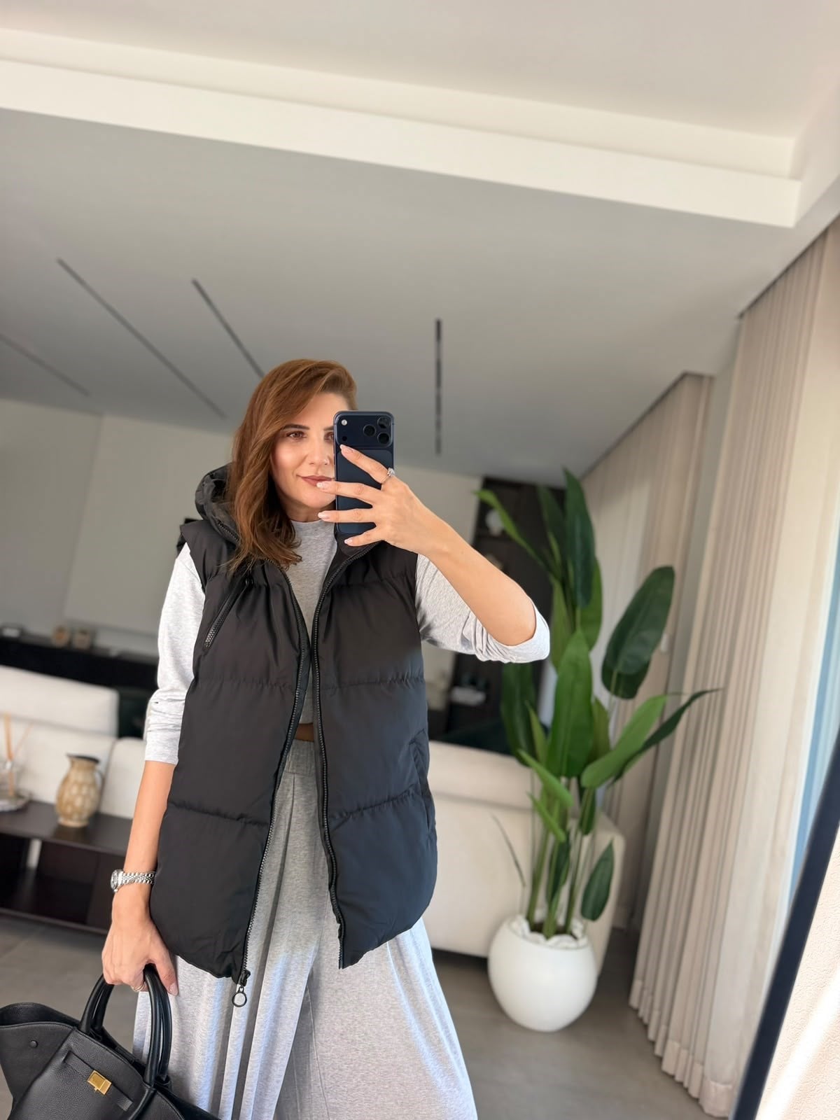 Siyah Kapşonlu Şişme Yelek
