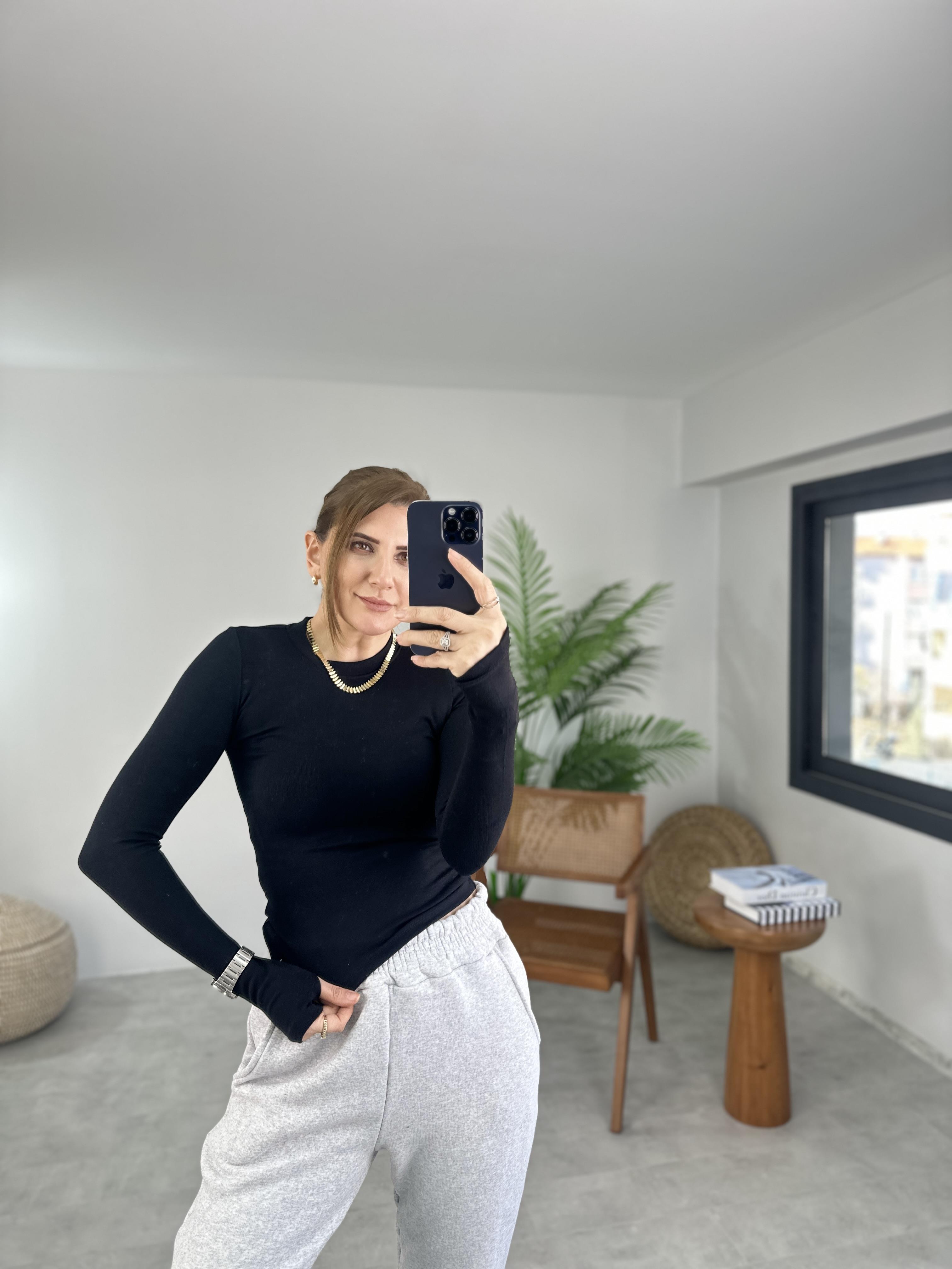 Siyah Lara Bisiklet Yaka Badi