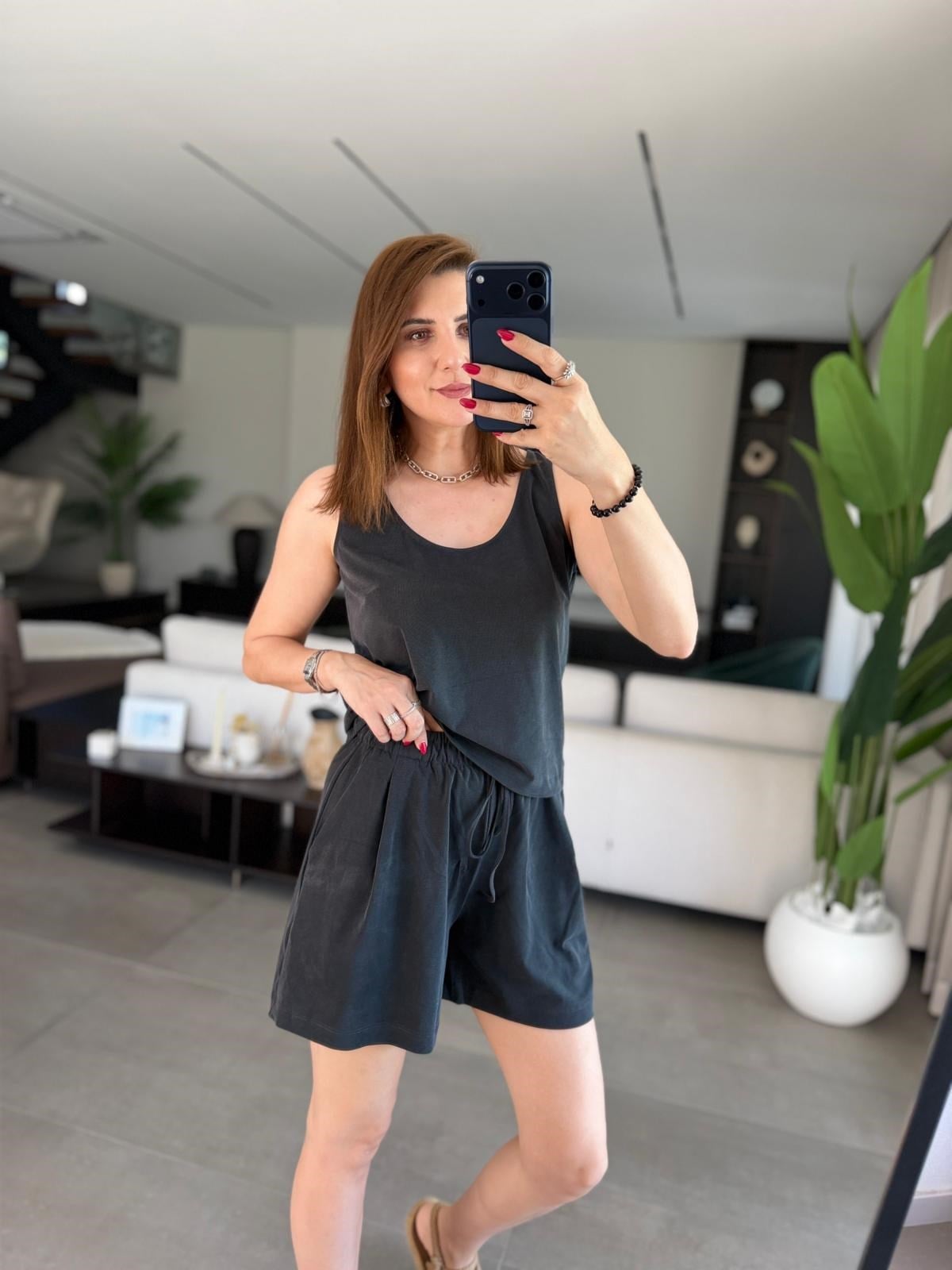 Siyah Modal Premium Şortlu Takım