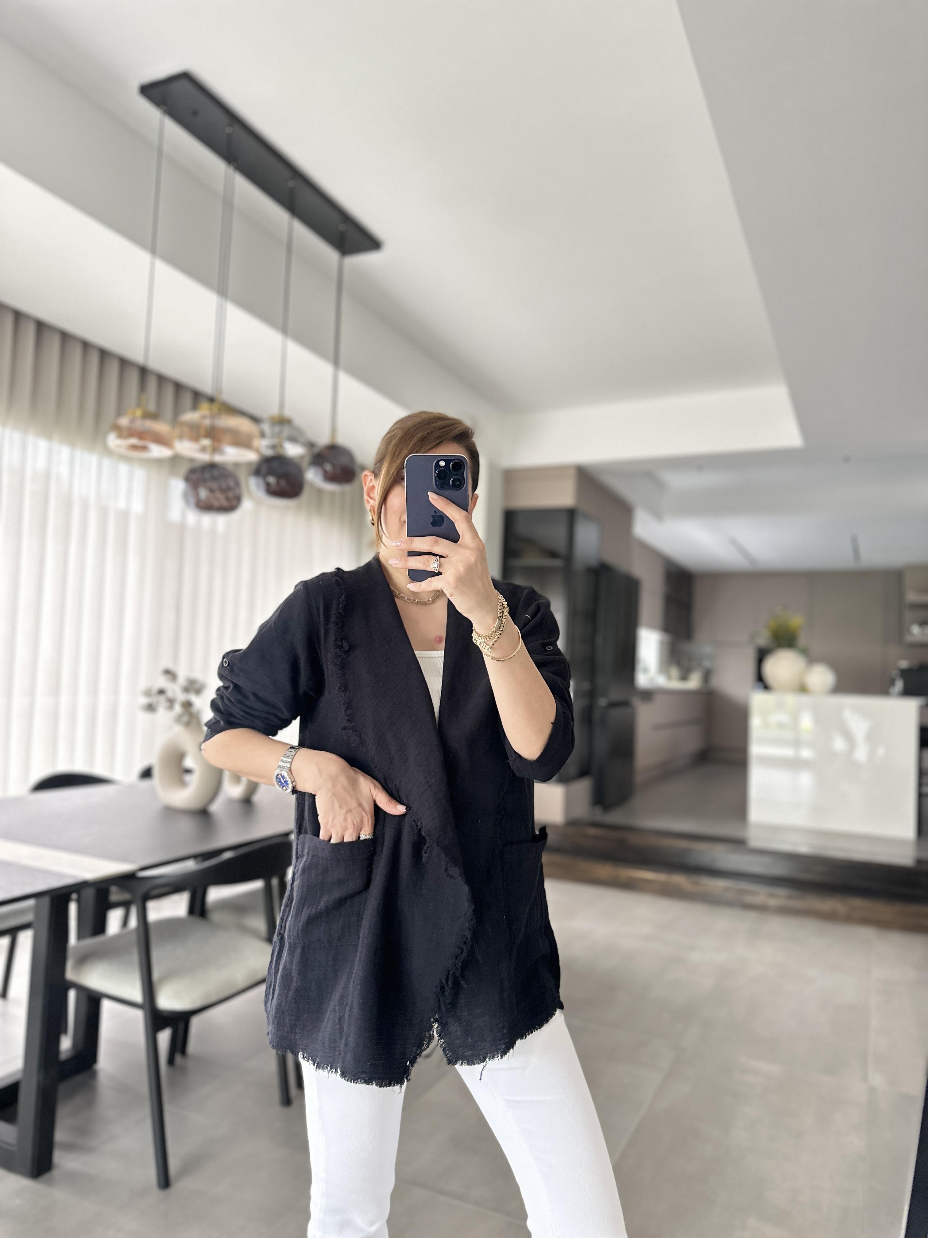 Siyah Müslin Prine Ceket