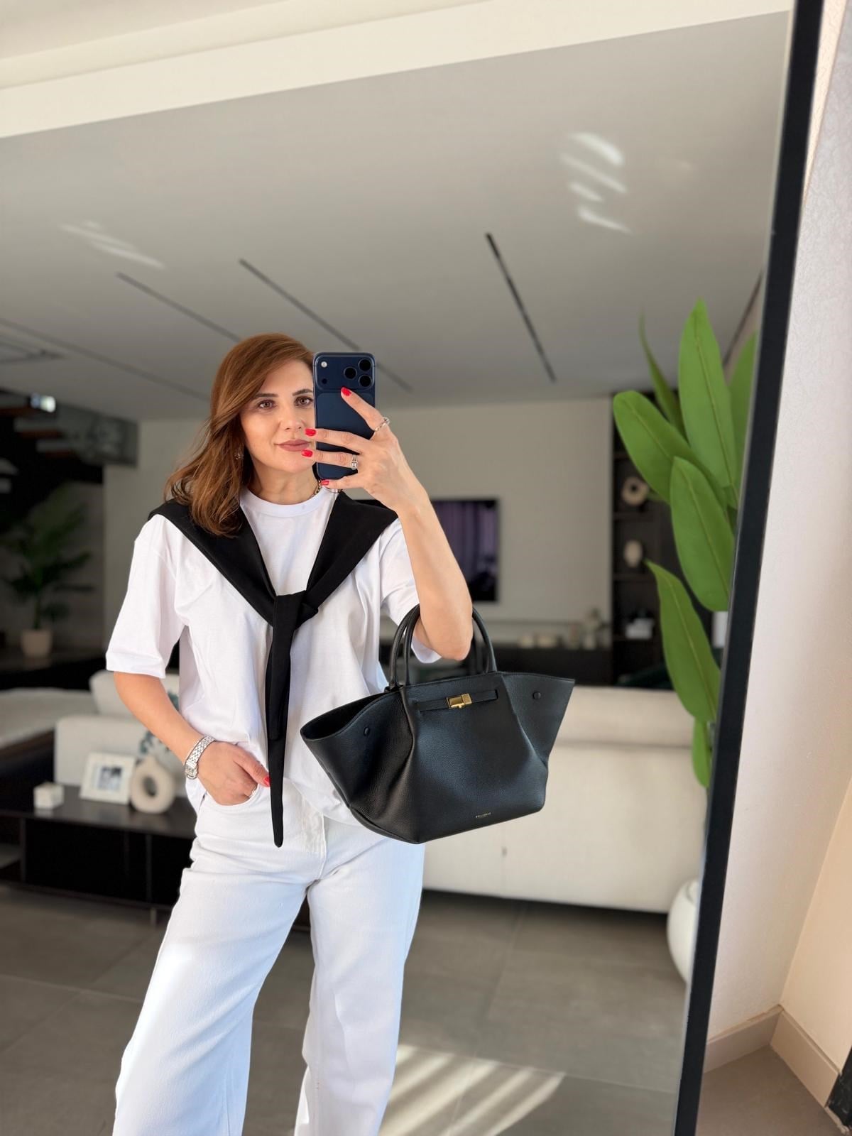 Siyah Şal Görünümlü T-shirt