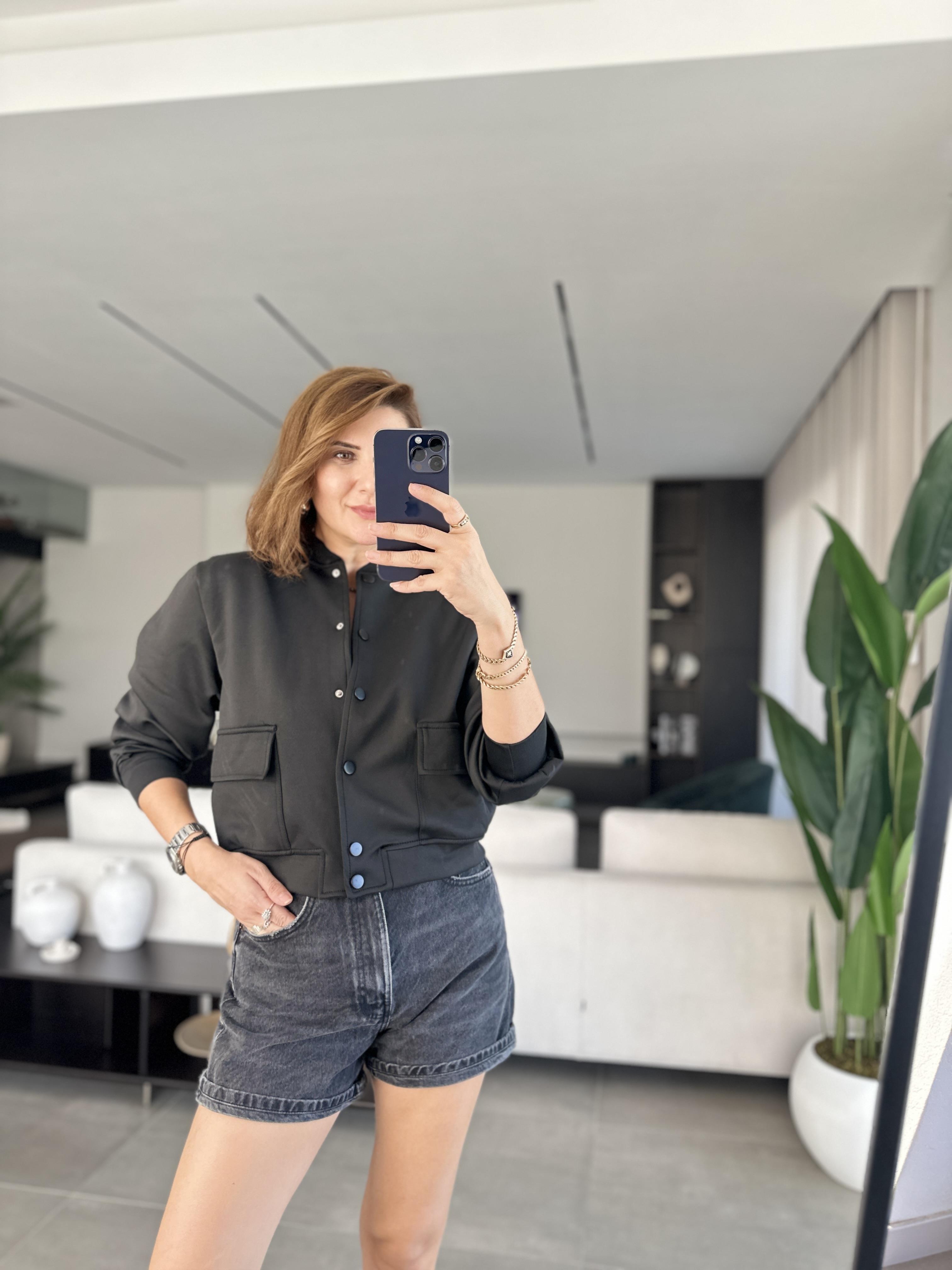 Siyah Scuba Bomber Ceket
