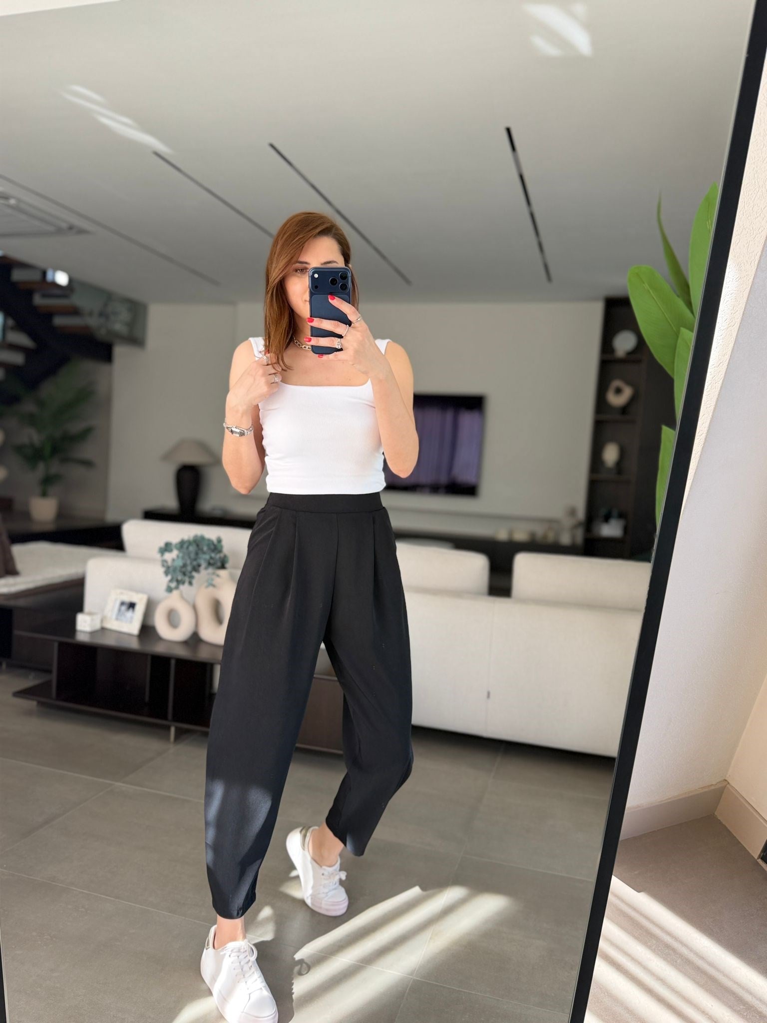 Siyah Twill Bombeli Pantolon