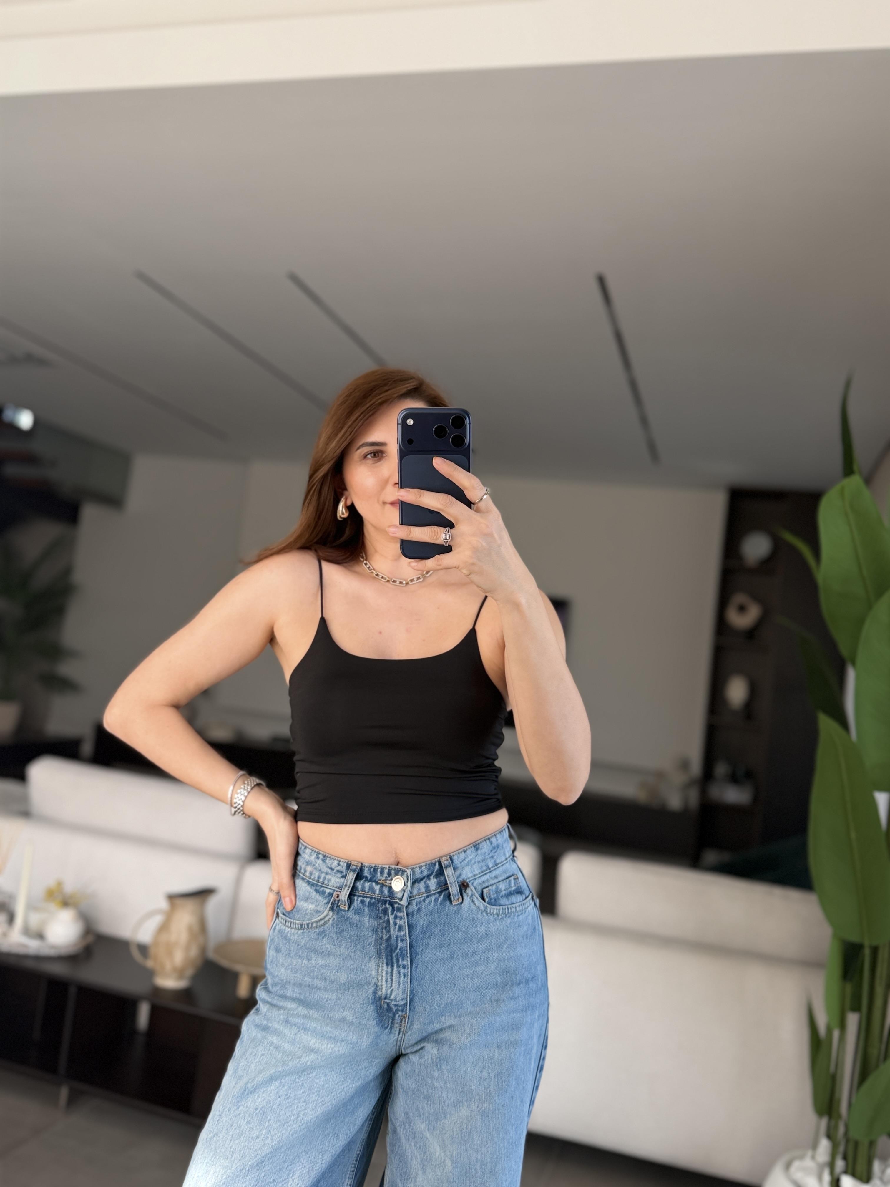 Siyah Vallere İp Askılı Atlet