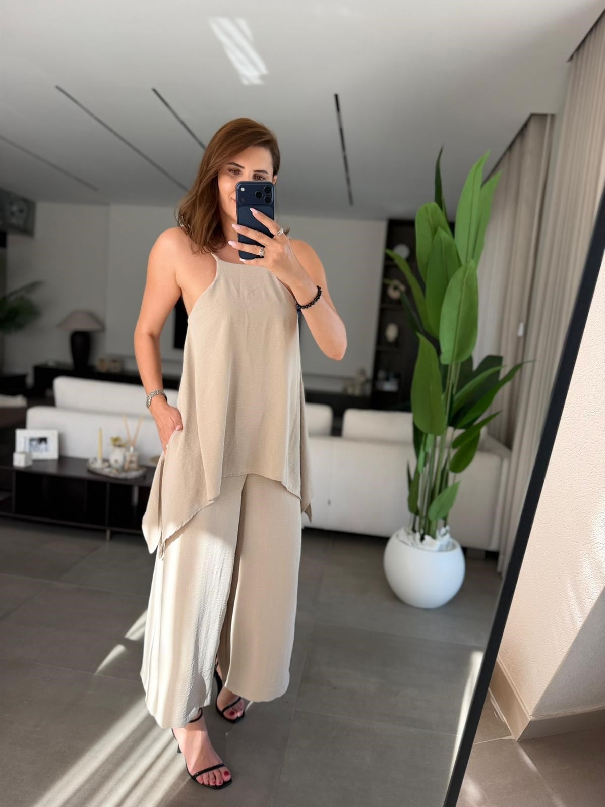 Taş Askılı Bluz Detaylı Tulum