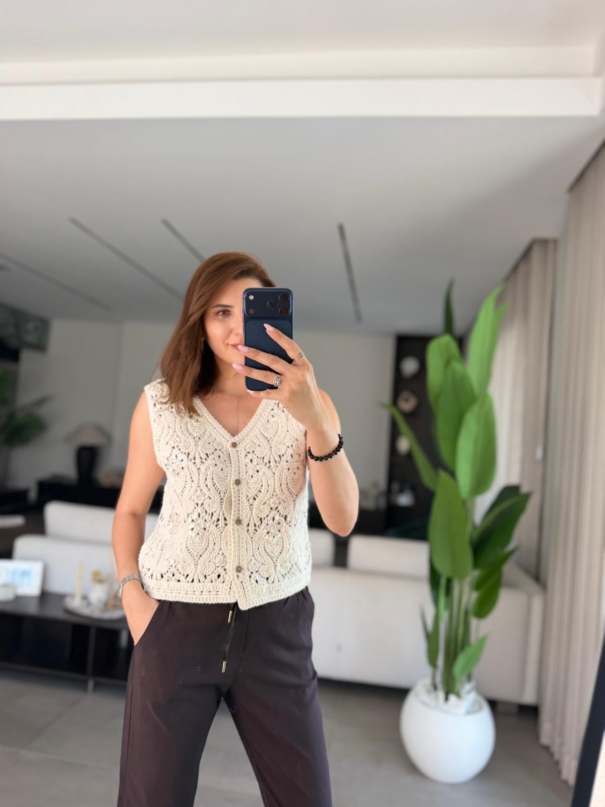 Taş  Pullu File Yelek