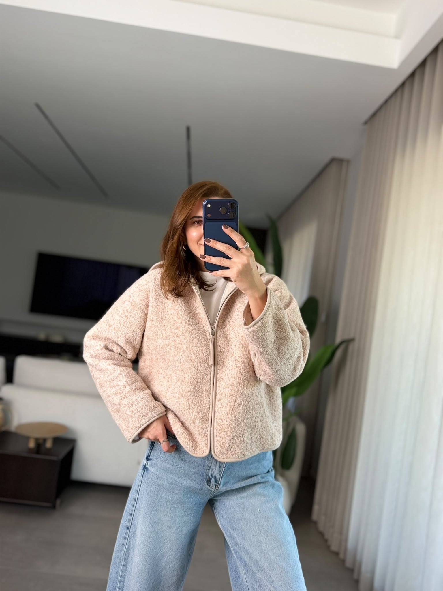 Taş Tedy Peluş Fermuarlı Ceket