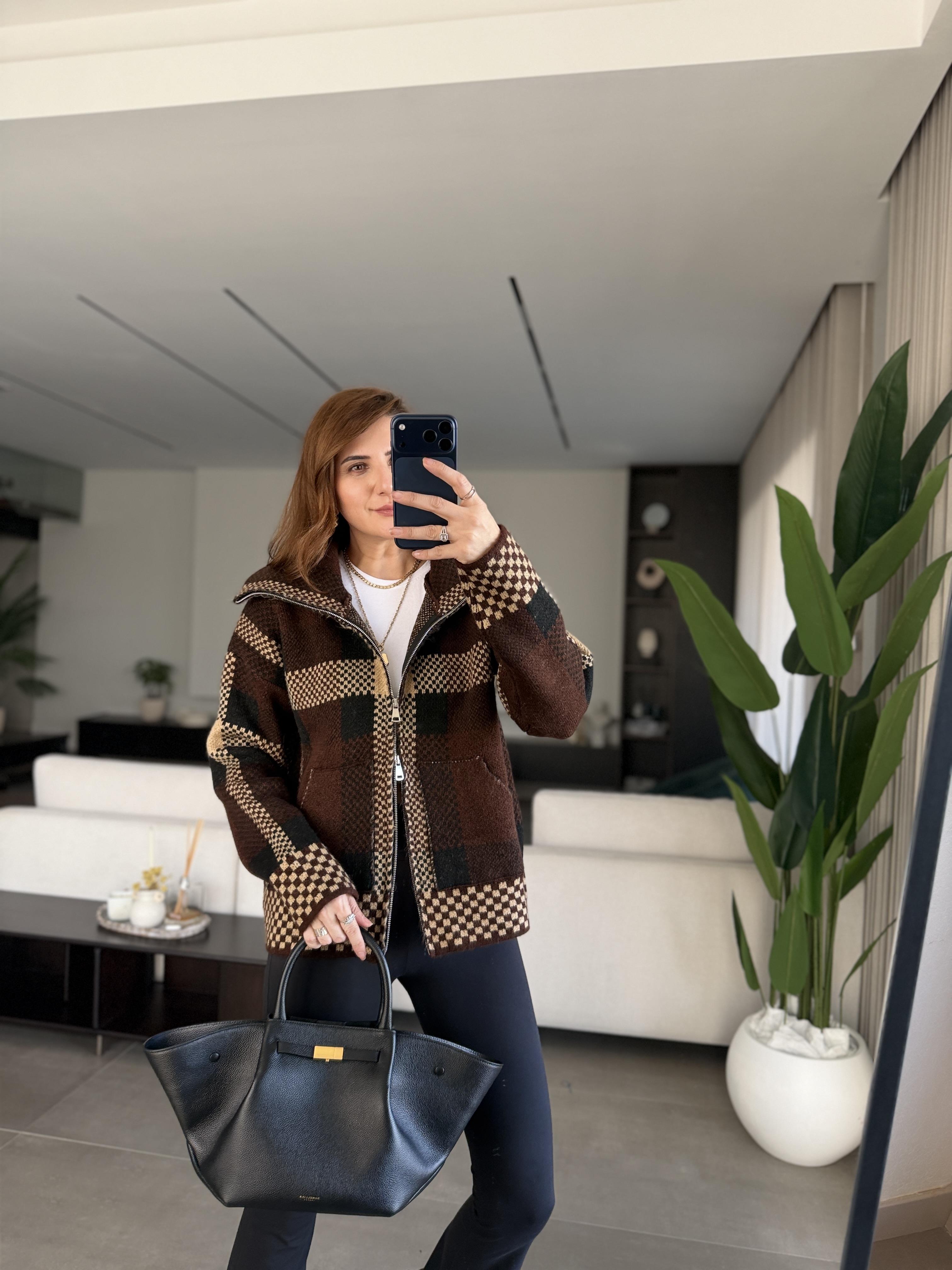 Triko Fermuarlı Dik Yaka Ceket