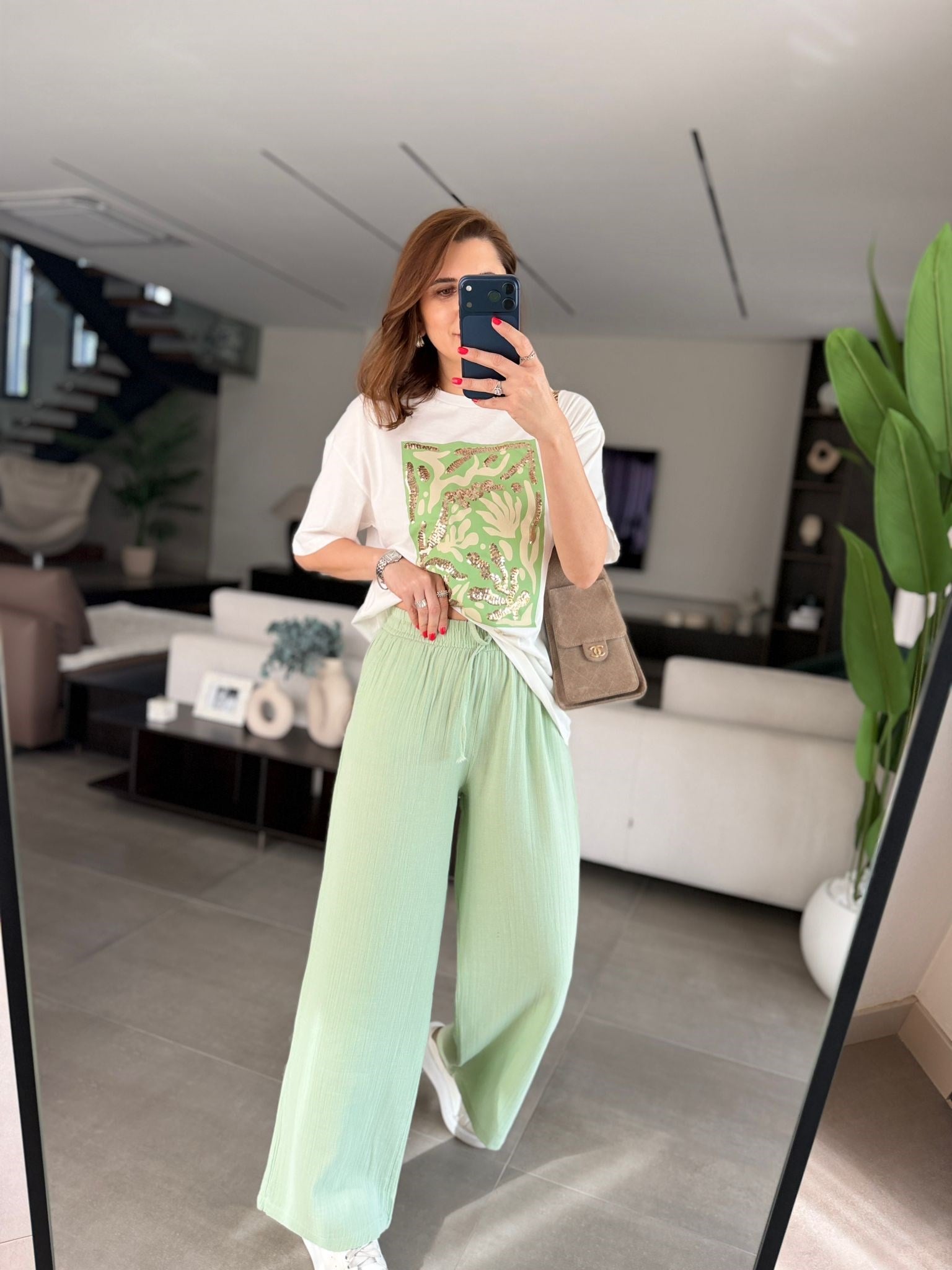 Yeşil Müslin Pantolon