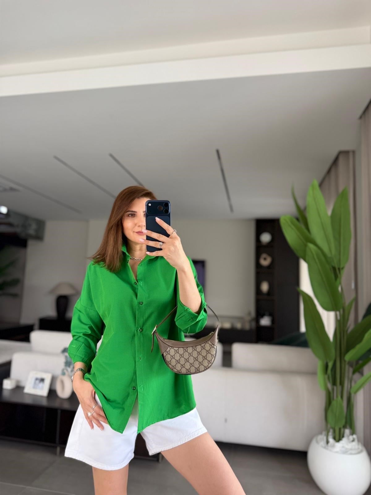 Yeşil  Poplin Gömlek